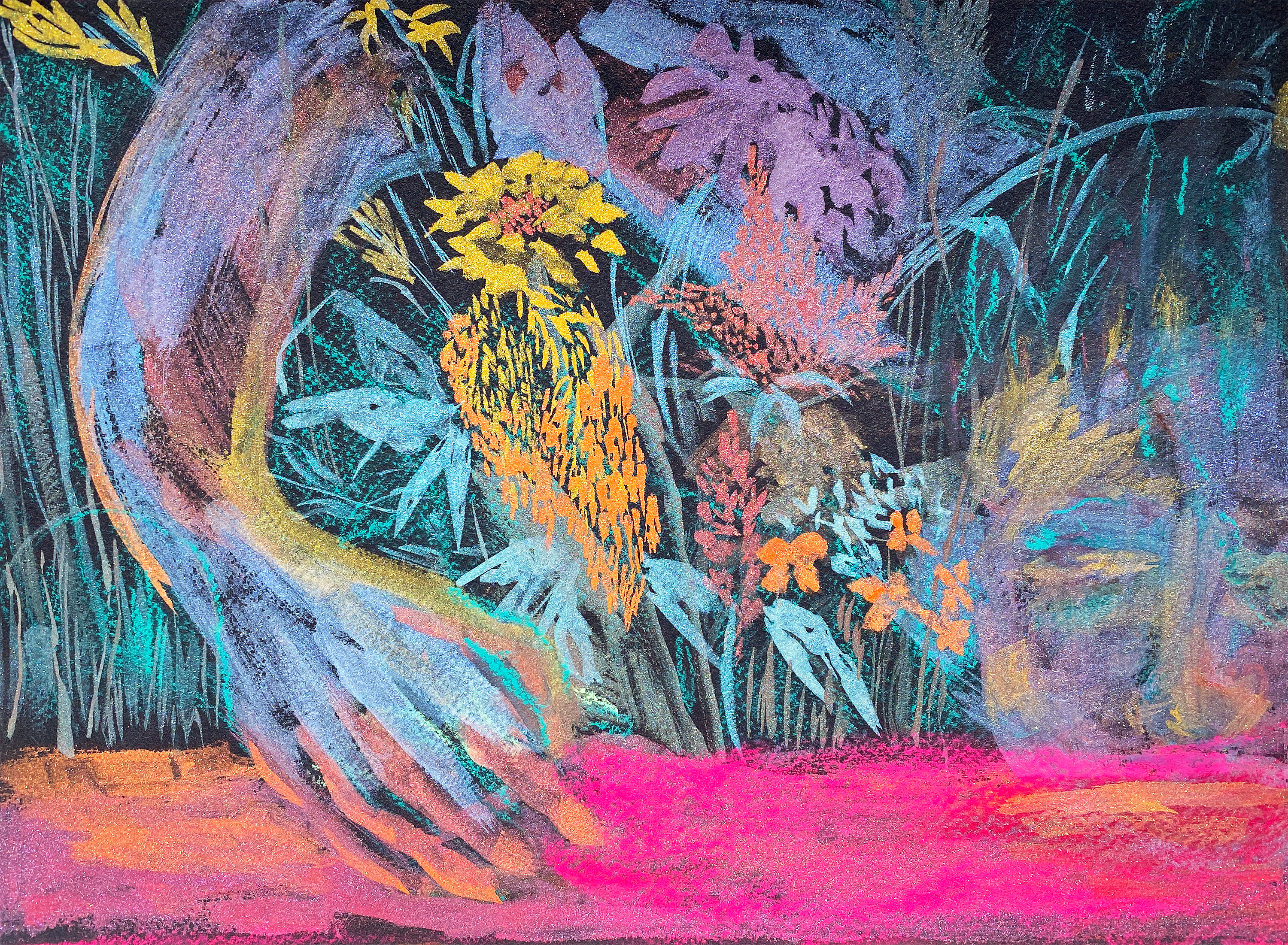 In the stream - Watercolor and soft pastel on paper, 2020