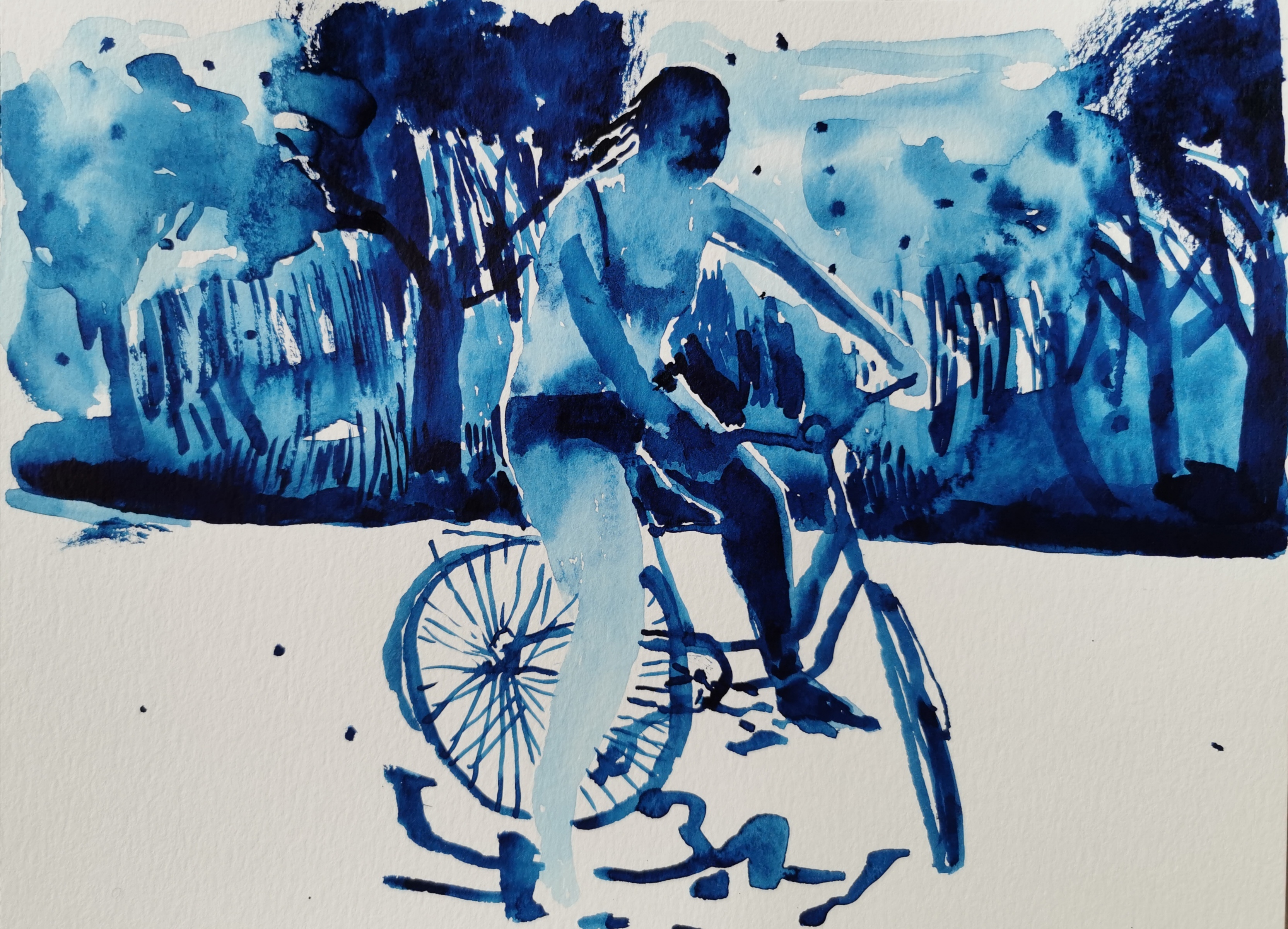 Bike, watercolor on paper, A4, 2022