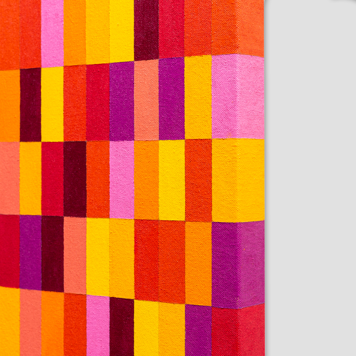UNTITLED ENCRYPTION KEY (WARM), ACRYLIC AND DYE ON CANVAS, 20" x 20" x 1.5"