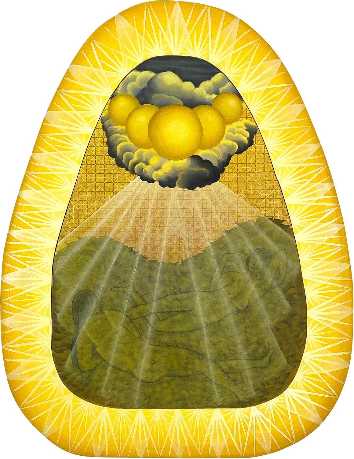 Julia Policastro &ndash; The sun bathers, 2023, Oil on canvas, mixed media, 20 x 25.5 in