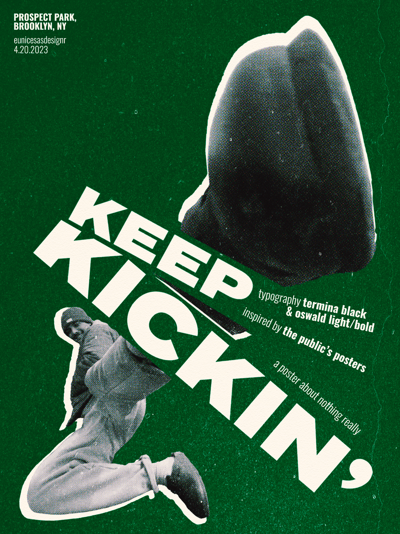 Poster inspired by Paula Scher's The Public posters, Spring 2023