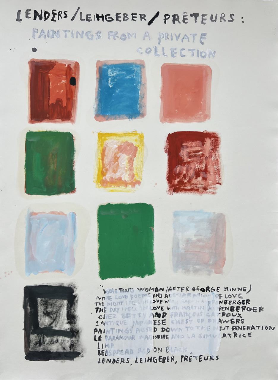 Jacqueline Peeters Lenders, Leingeber, Prêteurs, 2024 Huile sur papier 106 x 78 cm Courtesy de l'artiste et de Annie Gentils Gallery