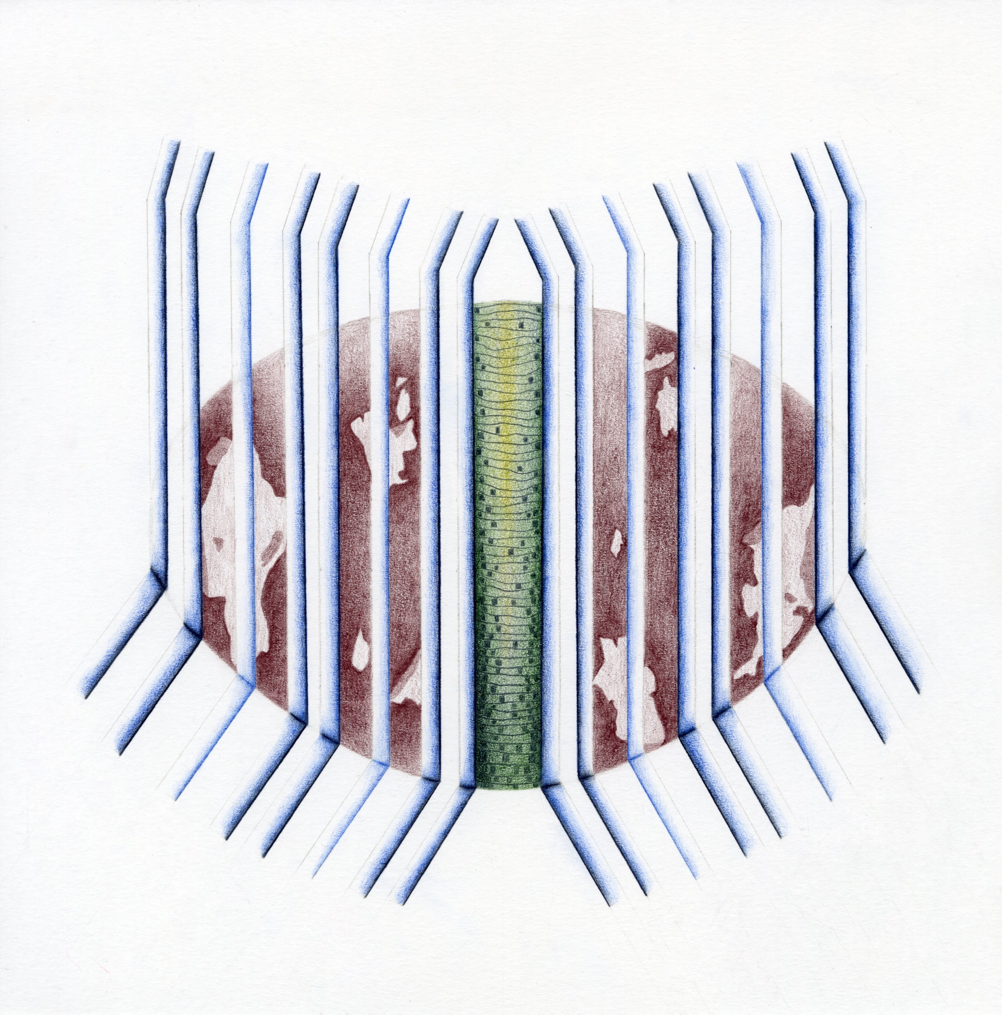 Lighthouse, coloured pencil on paper, 20 x 20cm, 2022