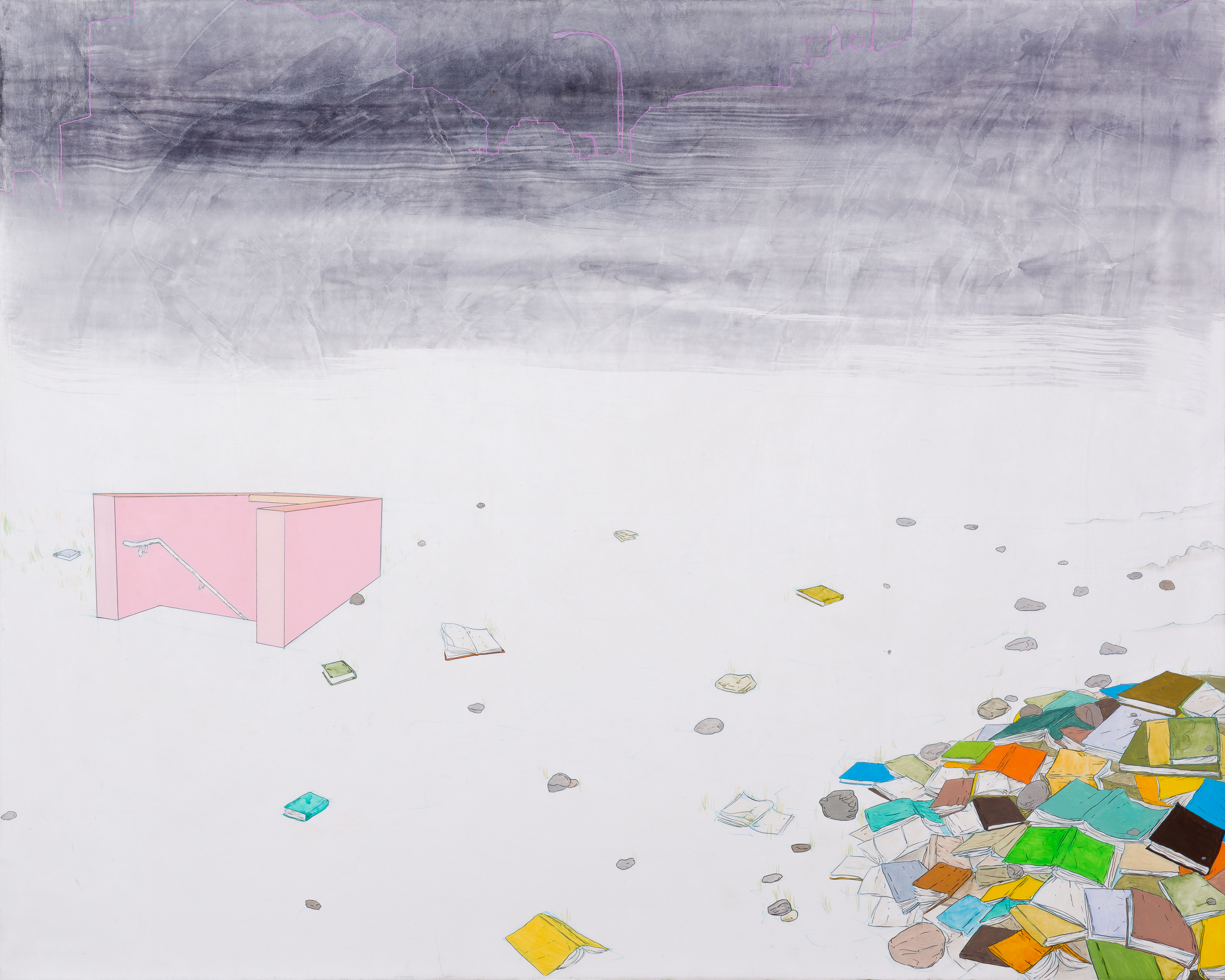 On the Improvement of the Understanding, graphite, gouache on canvas over panel, 24 x 30 x 3