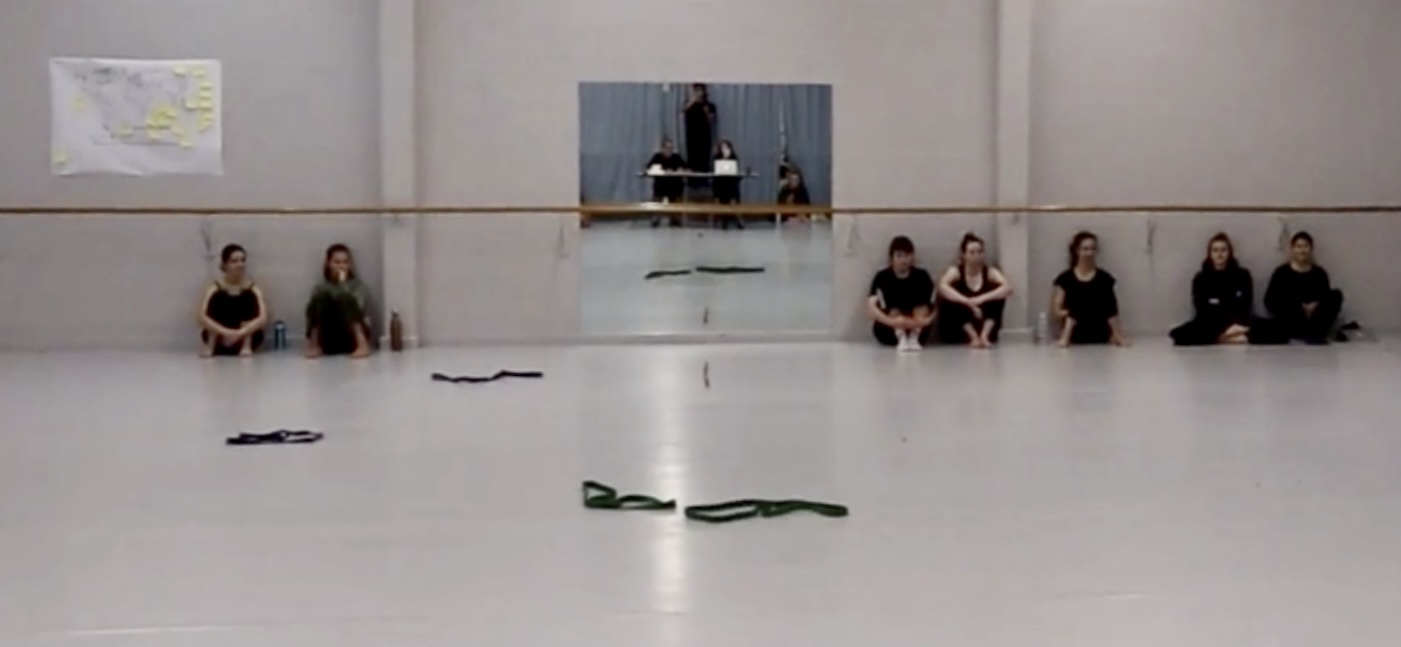 Catalyst Abandoned, choreographed by Allison Costa, Cobie Kinnish, Gabriel Sinclair, Jazmyn Carter, and Thalia Livingstone and performed at the Victorian College of the Arts Choreographic Process into Performance Presentation, May 2018. Photo by Kyle Ramboyong.
