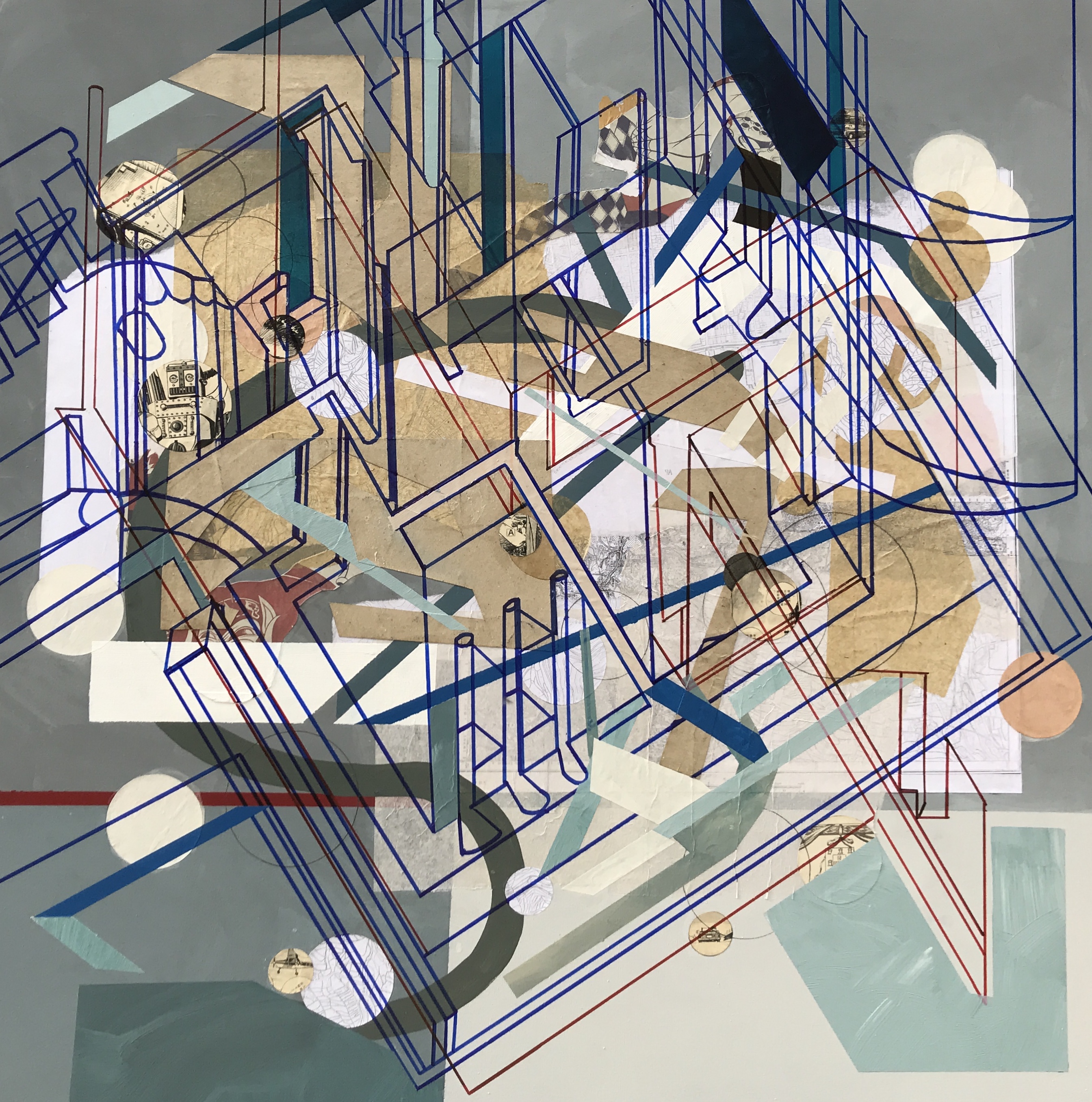 “Structure I” 2018 Mixed Media on Canvas 100x100 cm