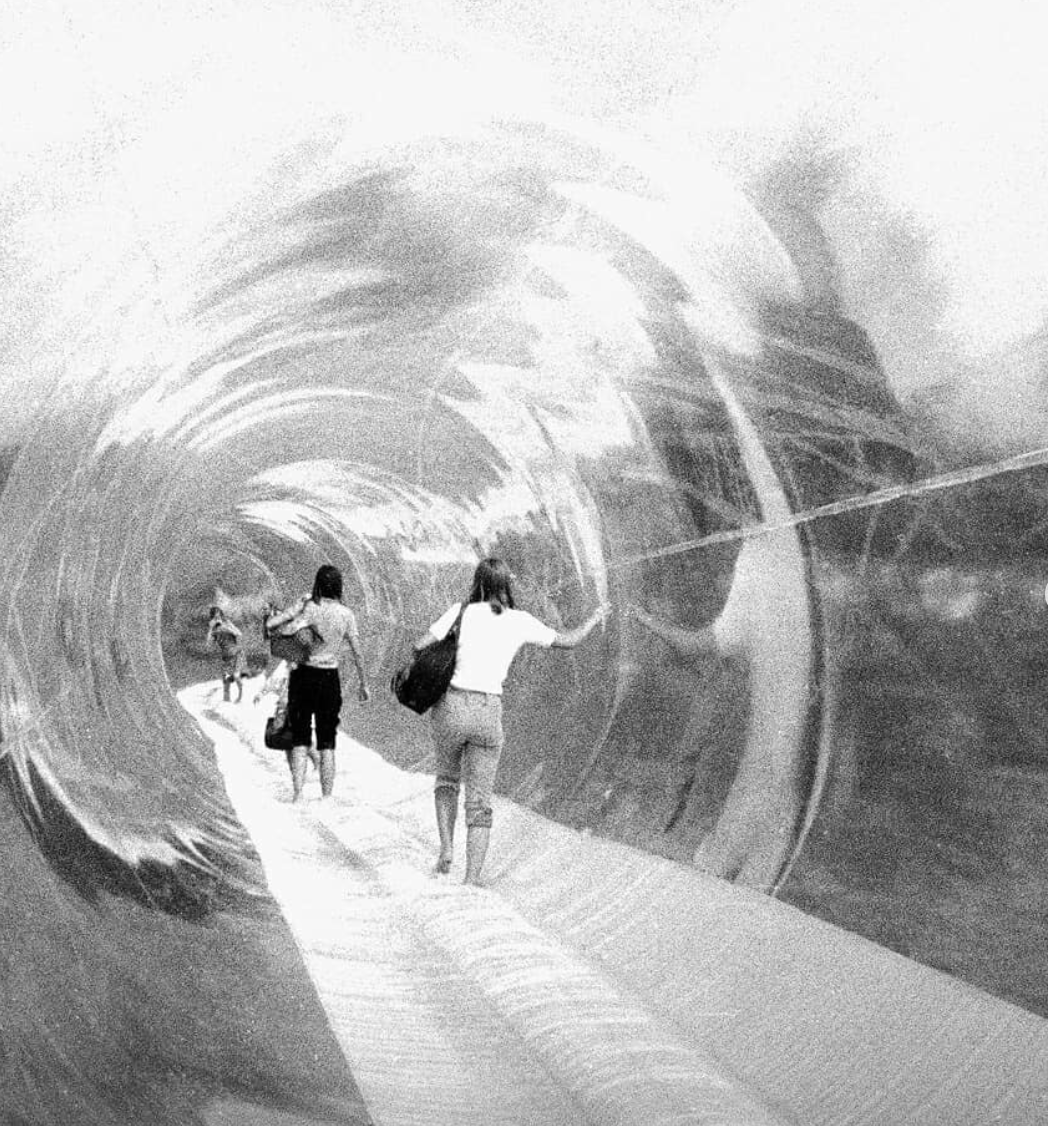 Jeffrey Shaw, Theo Botschuijver, Sean Wellesley Miller, Waterwalk Tube, Hannover, Germany 1970