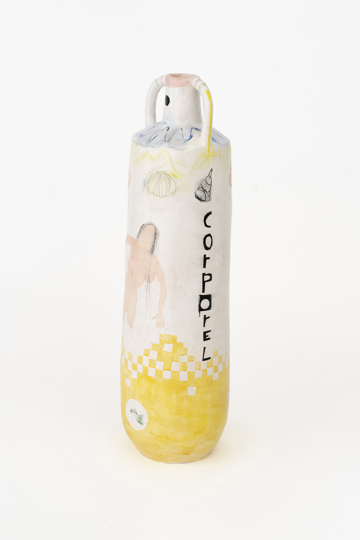 At the bottom of my heart No 20, 2024 Hand-built, stoneware with engobe, transparent glaze 47 H x 14 Ø cm