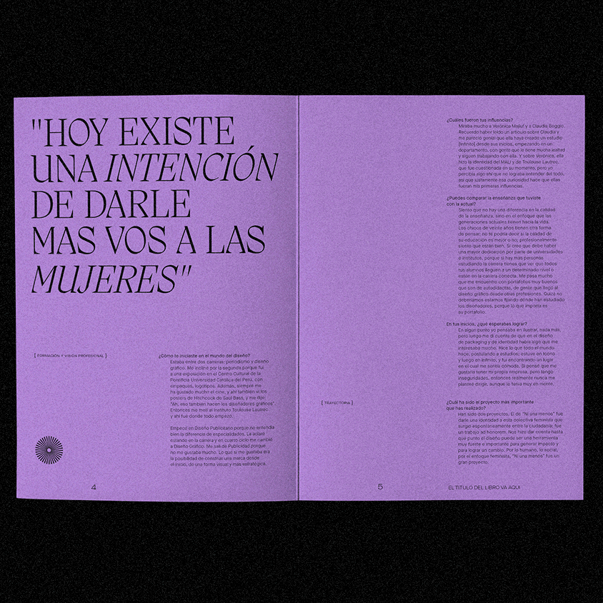 Una Mirada Femenina al Diseño Gráfico Peruano. — Prototipos de diseño y diagramación para proyecto editorial de Tesis — 2021