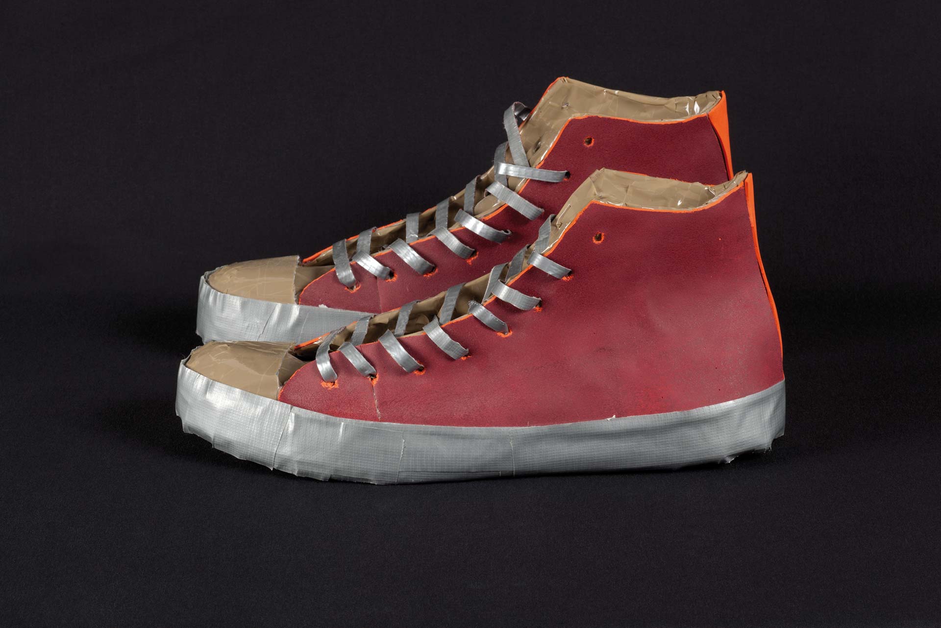 Shoe 3/3 (Chucks), 2008, tape and foam rubber, 30 &times; 10 &times; 15 cm