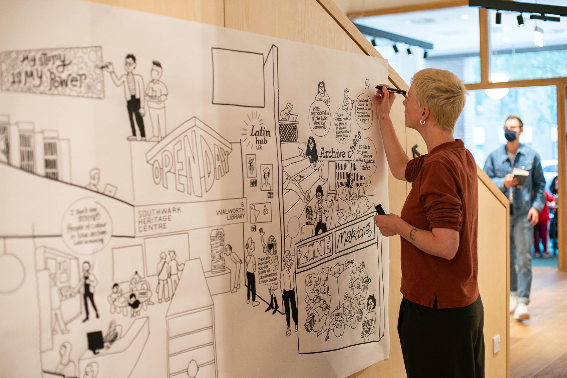 Drawing live at the event.