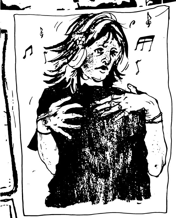 dancing girl bw, Colored Pencil and Illustrator (2023)