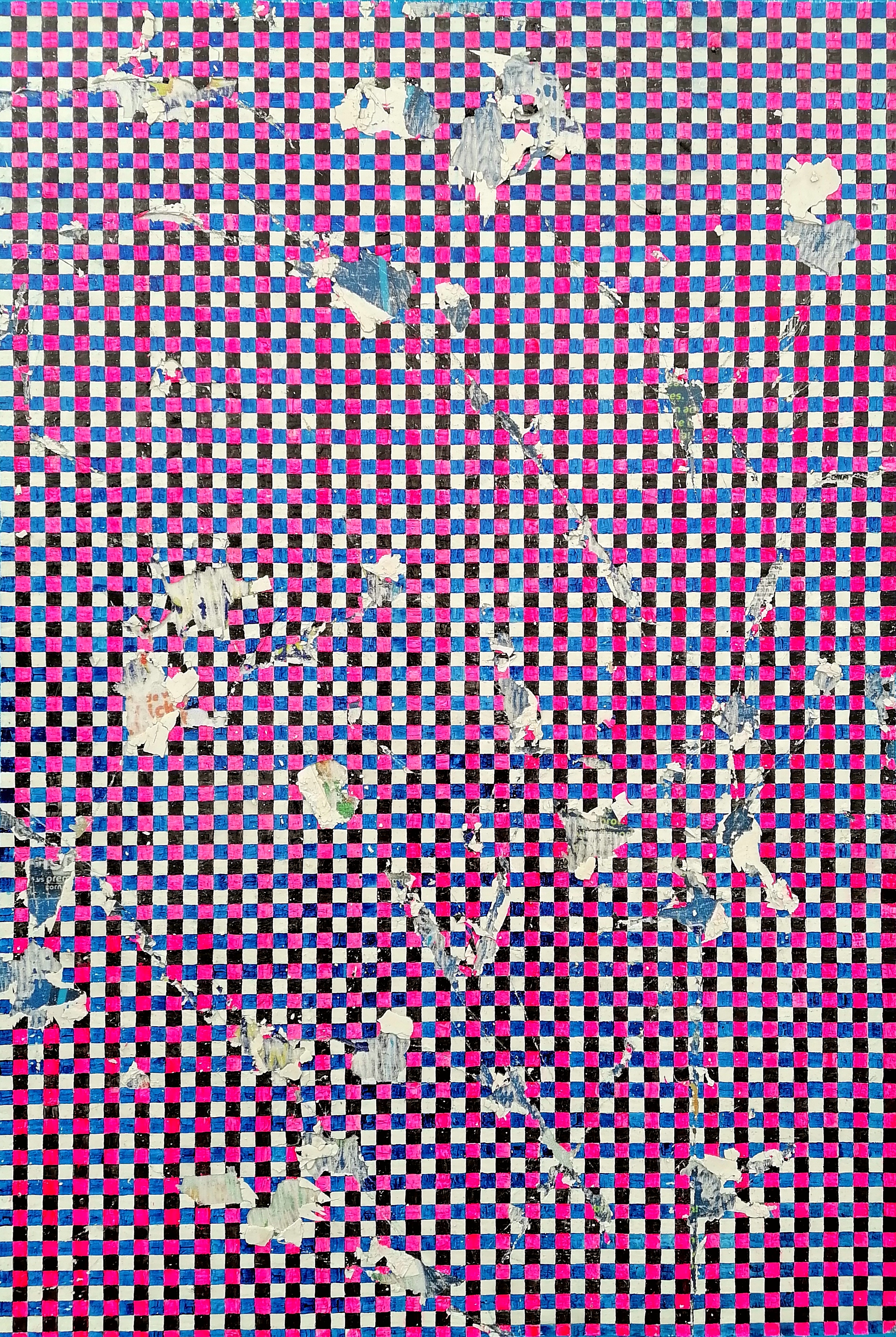 Ghost Painting (Cracked Category): Argentina Corned Chicken, Elastomeric paint and tinting medium on woven PVC fiber, 88.5 × 60 cm, 2022