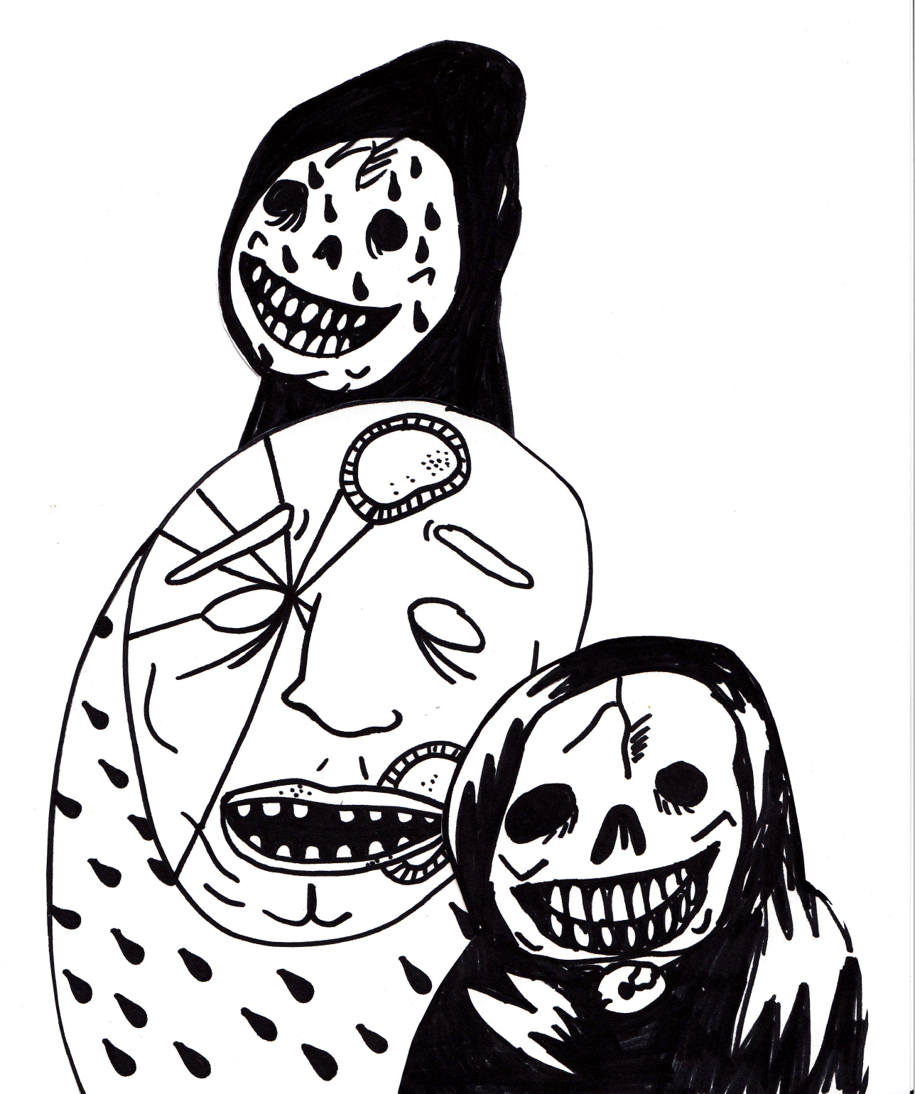 "Sweaty Dead People", 2016, Sharpie on Paper