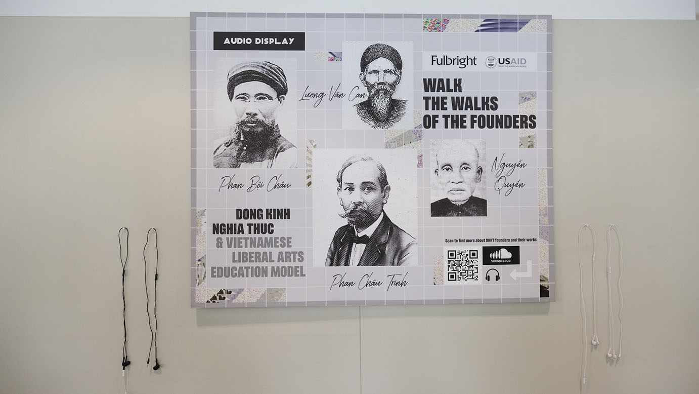 a QR-coded display in which photos of the school’s luminaries were linked to audio recordings of their seminal writings