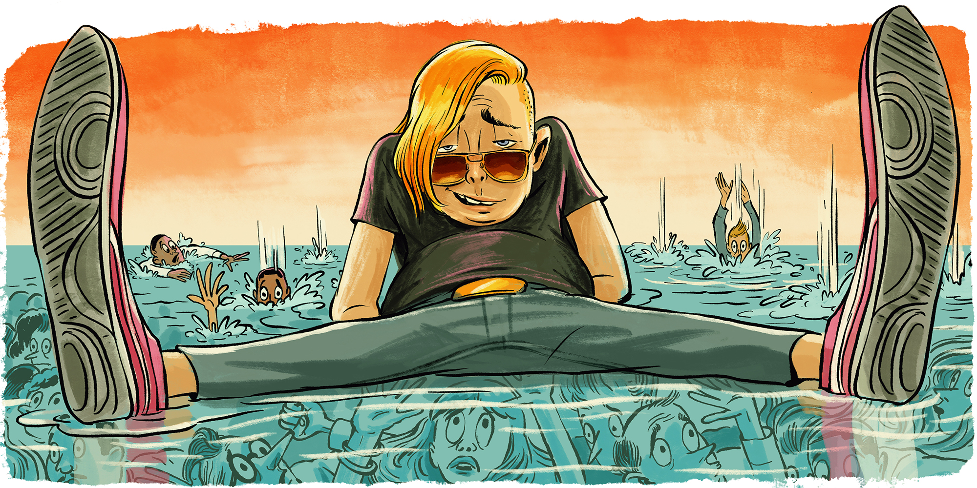 The ‘Glass Floor’ Is Keeping America’s Richest Idiots At The Top - Illustration by Zohar Lazar