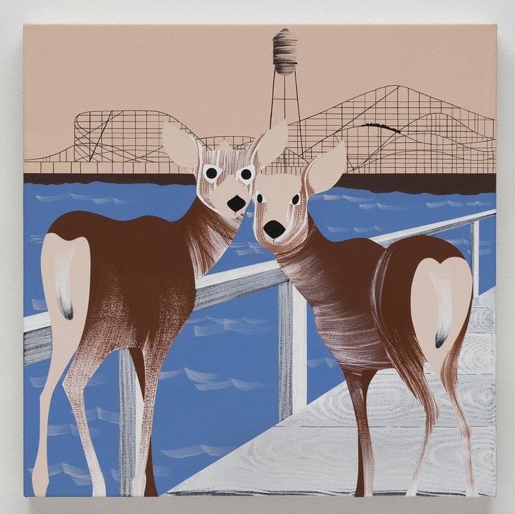 Deer, Pacific Ocean Park, acrylic on canvas, 24 x 24 inches, 2017