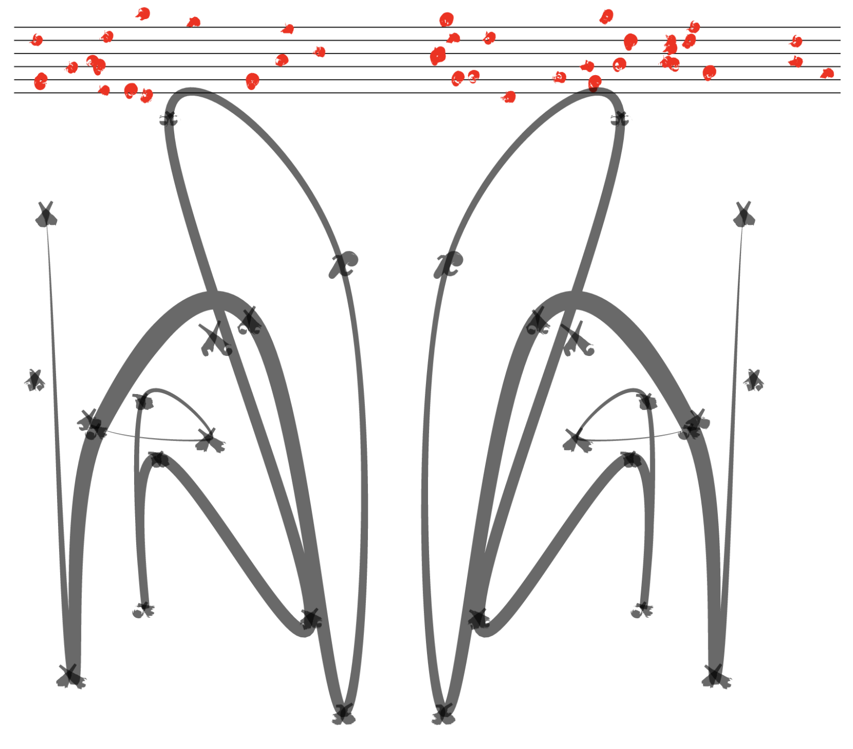"Asemic Dance Notation" (Python with Numpy & Bezmerizing)