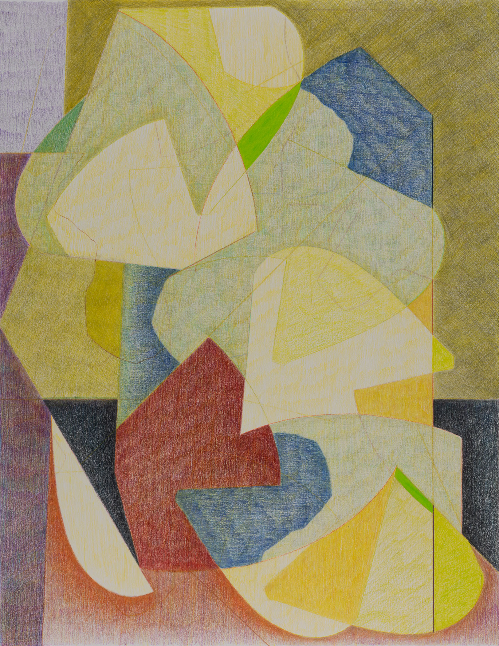 Conglomerate, 2023, colored pencil and graphite on paper, 22 × 17".