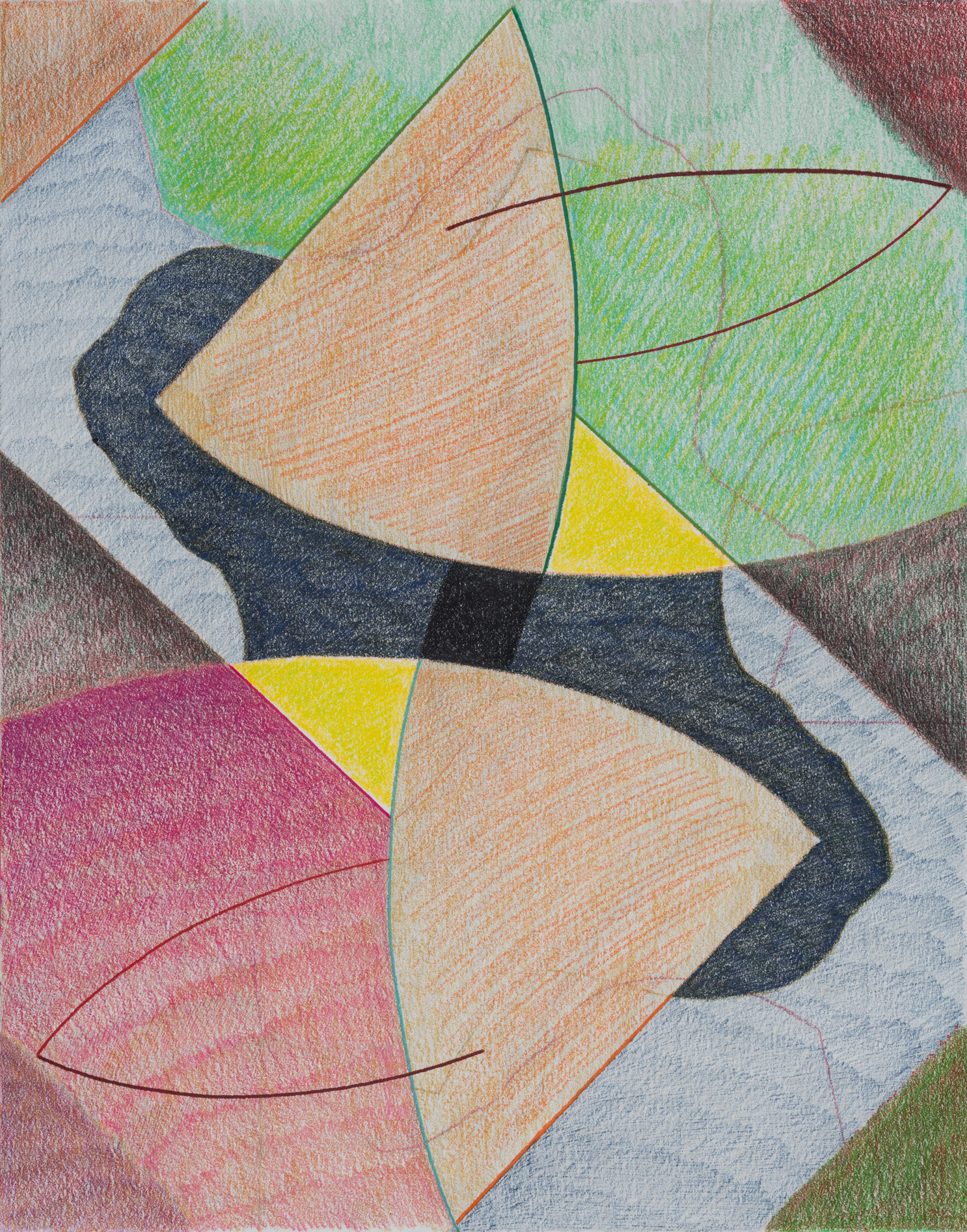 Springboard, 2023, colored pencil and graphite on paper, 14 × 11".