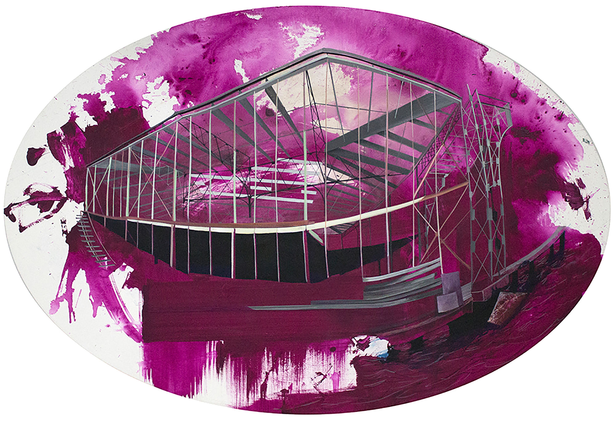 Composición magenta I, acrílico sobre lienzo, 100x150 cm, 2016