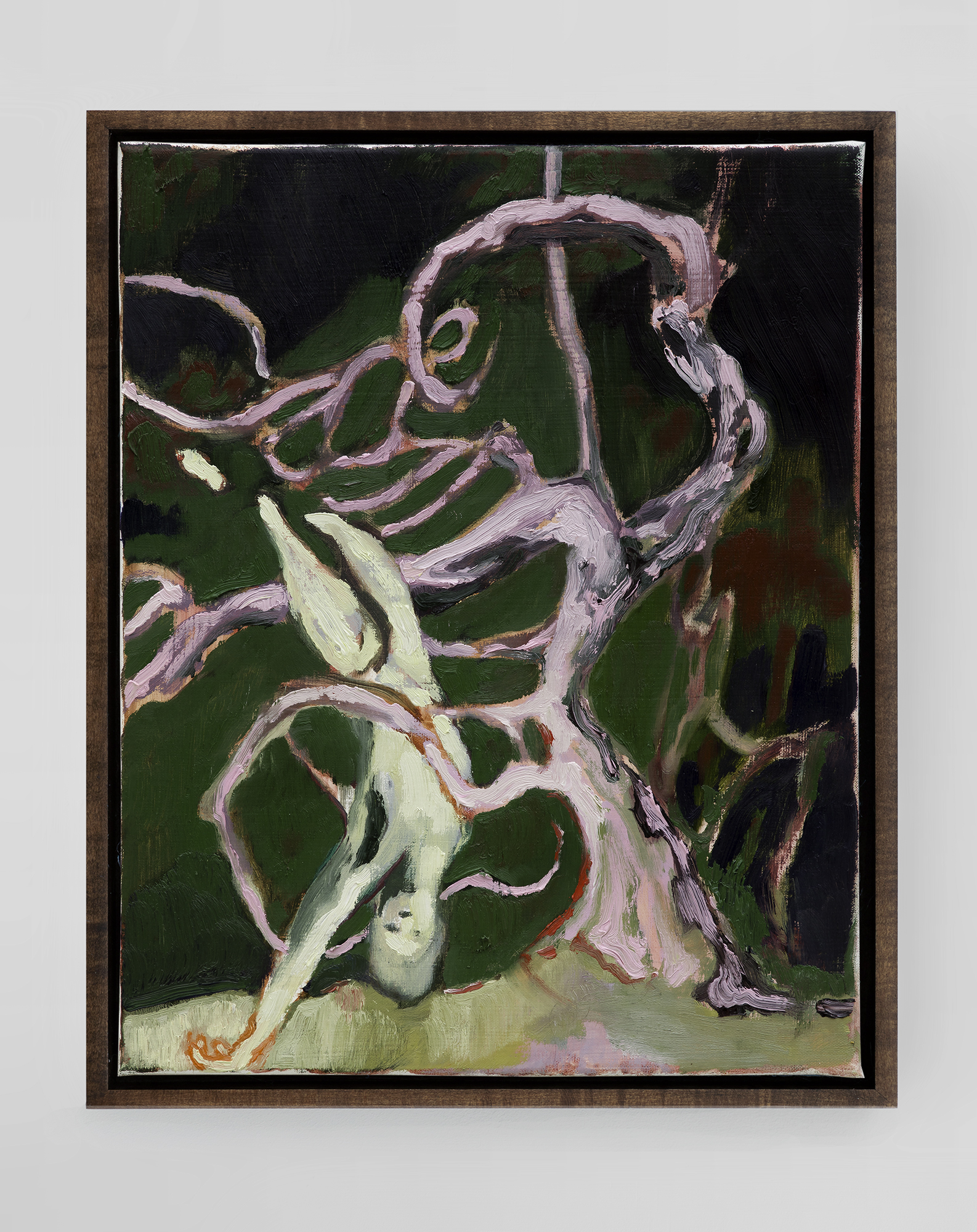 Figure in Tree off the R24, 2023, oil on linen, 50.5 x 40 cm