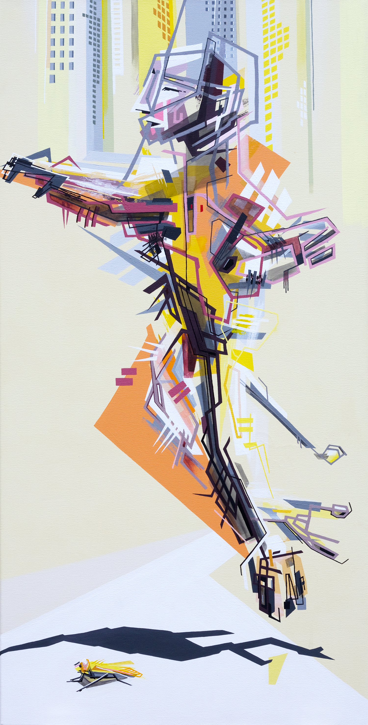 DEN ANFANG EINSPIELEN  ·  acrylic on canvas  ·  140 x 70 cm