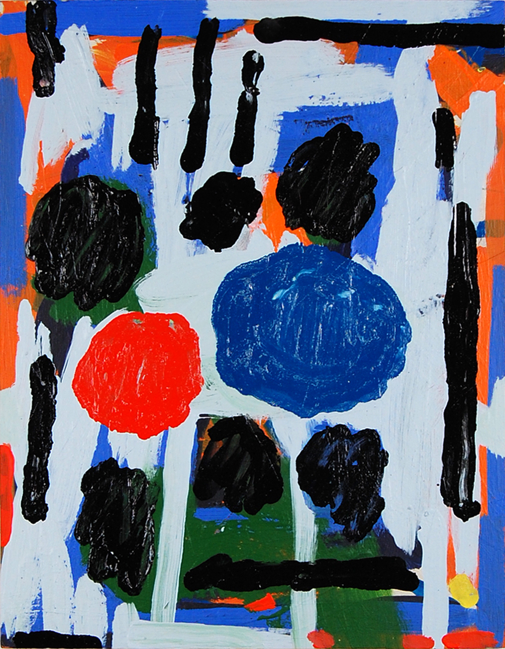 Rotten Potatoes, Acrylic, enamel and spray paint on plywood panel, 45x35cm, 2019