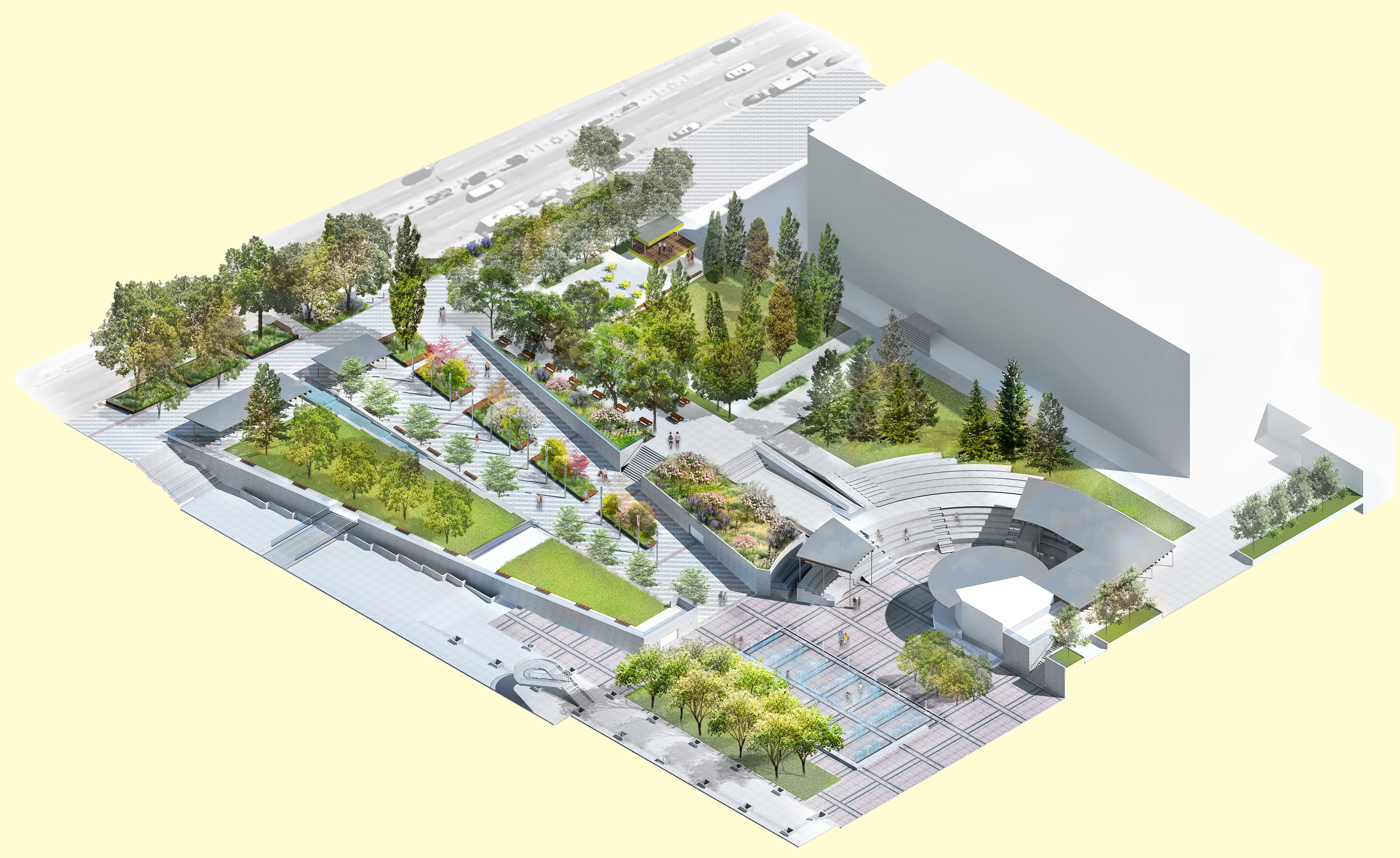 Aerial view of proposed design for Mel Lastman Square