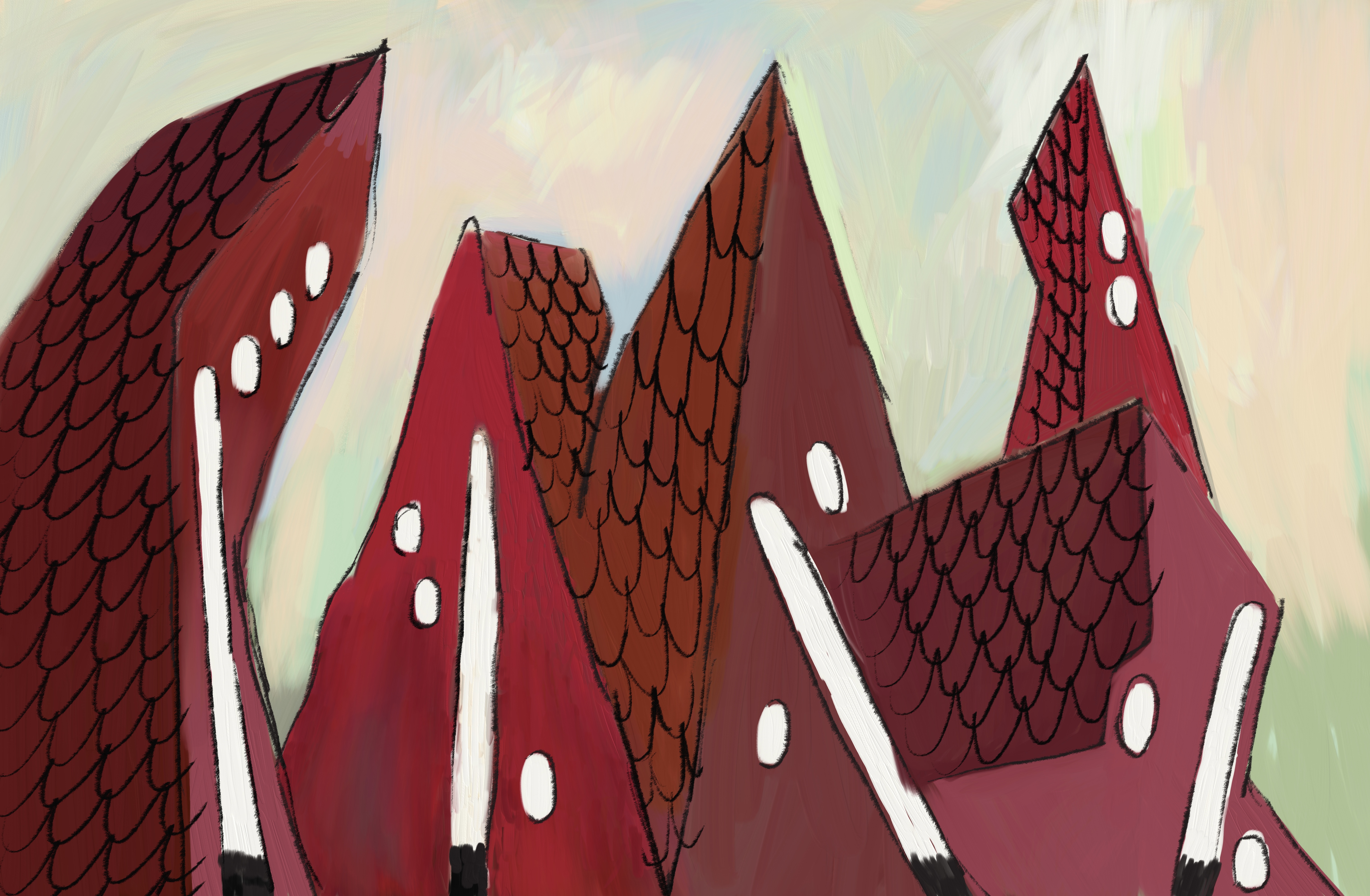 'all houses blush when you walk past them', 2024, digital painting