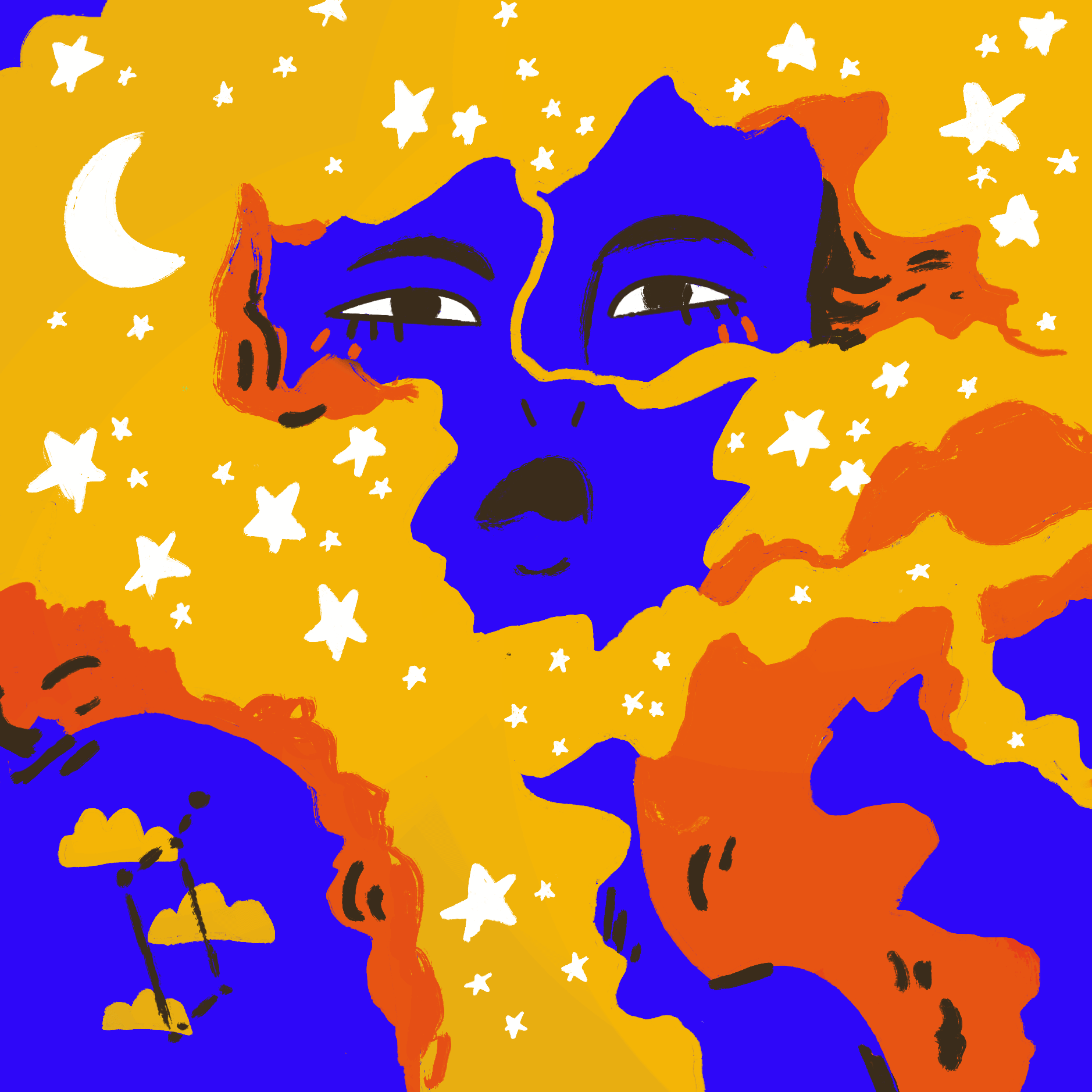 portrait of a girl with the Lyra constellation tattooed on her shoulder.