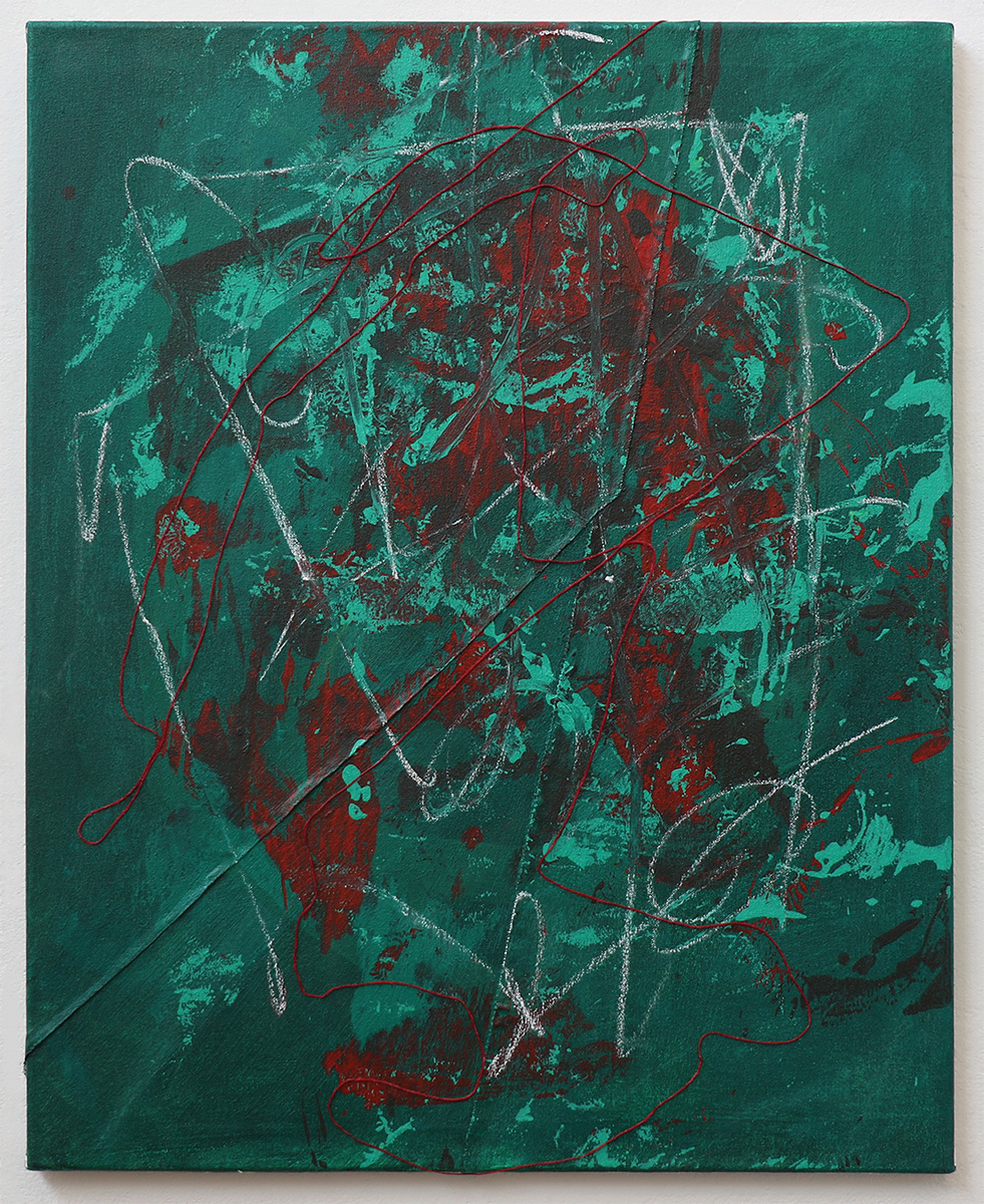 UntitledAcrylic, Pastels, and String on Canvas 24x30"