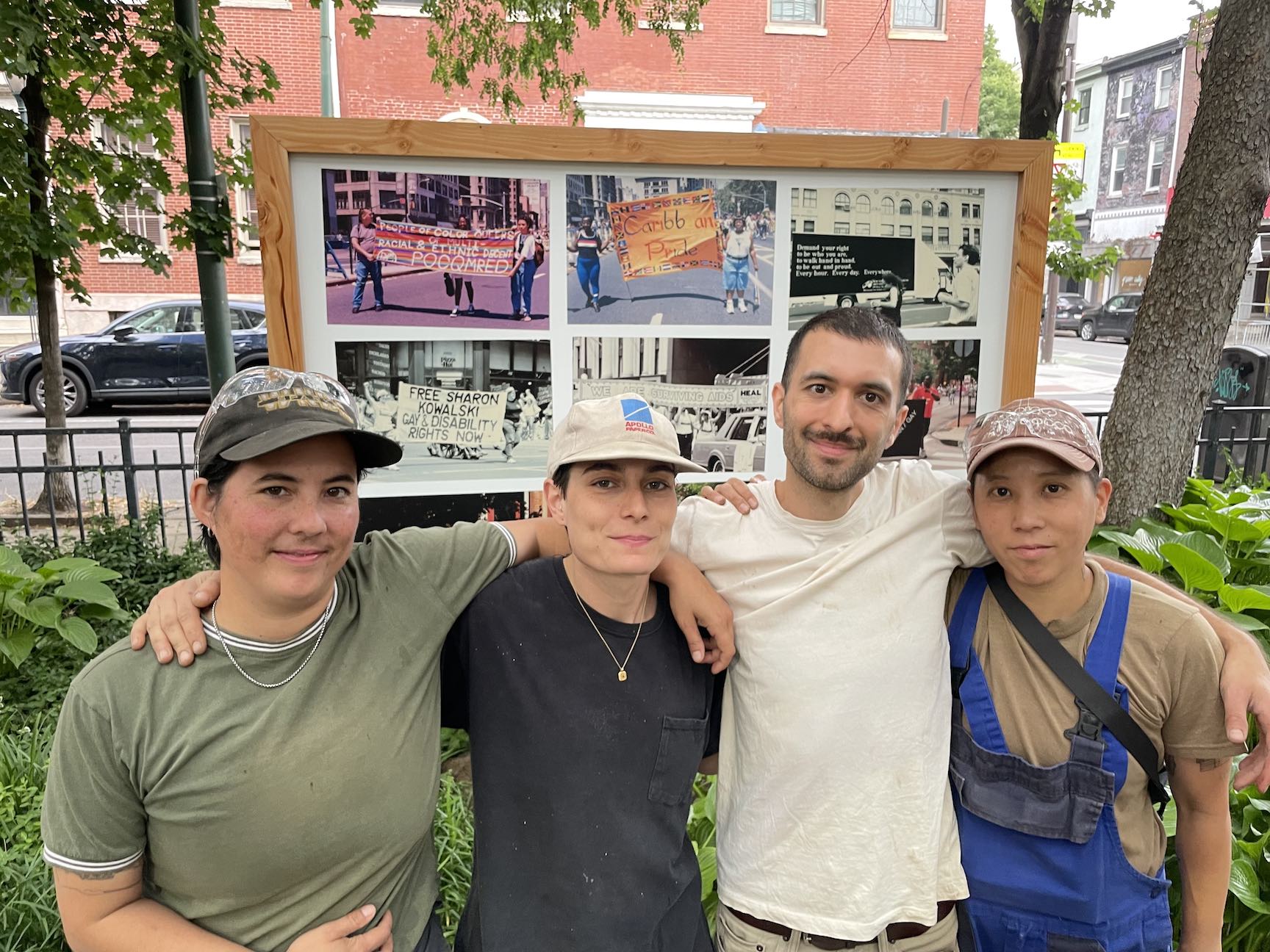 Install crew team Kirby McKenzie (left) and Heidi Ratanavanich (right), with myself and the artist Rami George.