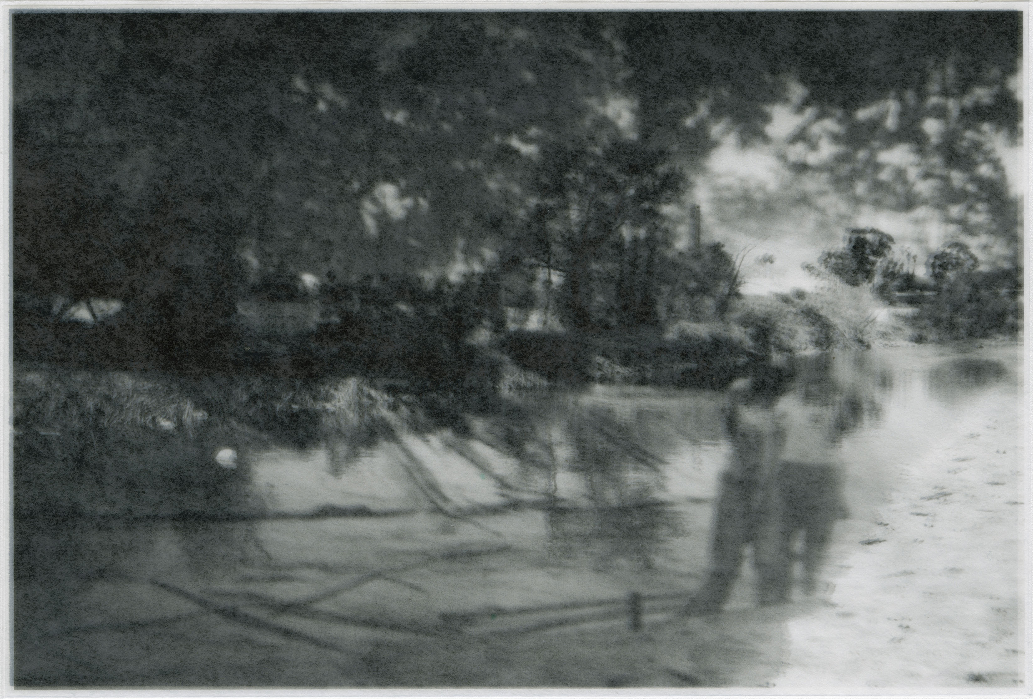 Los Angeles River near where the 5 Freeway and the 2 Freeway Intersect, Digital, Rice Paper and Transparency Paper on Light Box, 4 x 6 in (10.16 x 15.24 cm), 2018