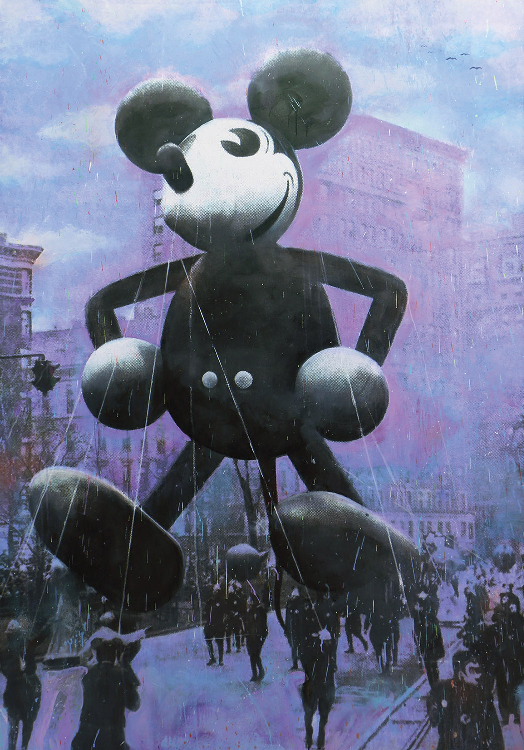 Macy's Mickey Mouse, ca. 1934, 2018 Original acrylic on canvas with embellishments, glitter, spray paint, 82 x 56 in.