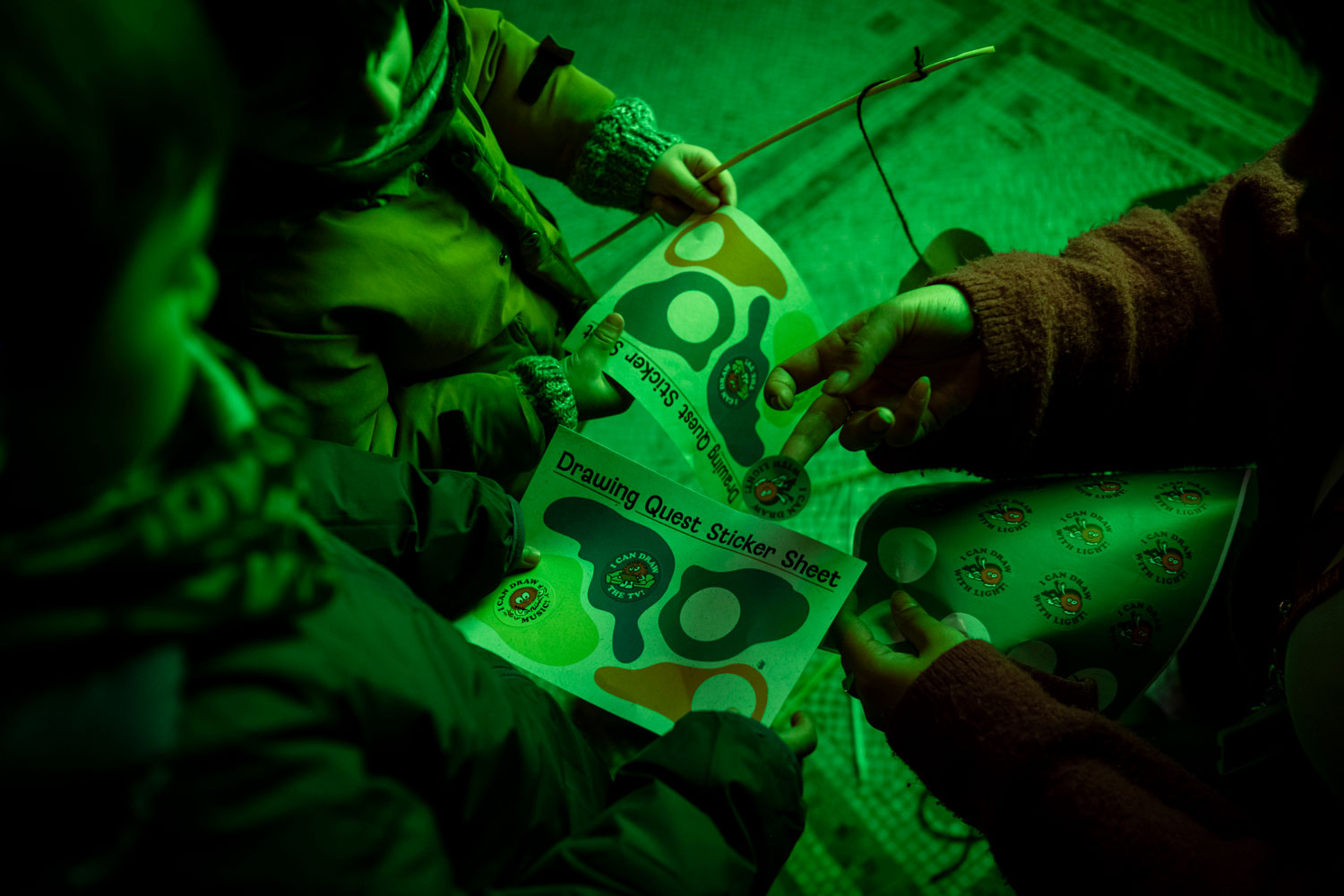 Stickers for trying each drawing activity. Photo by Sandra Ebert.