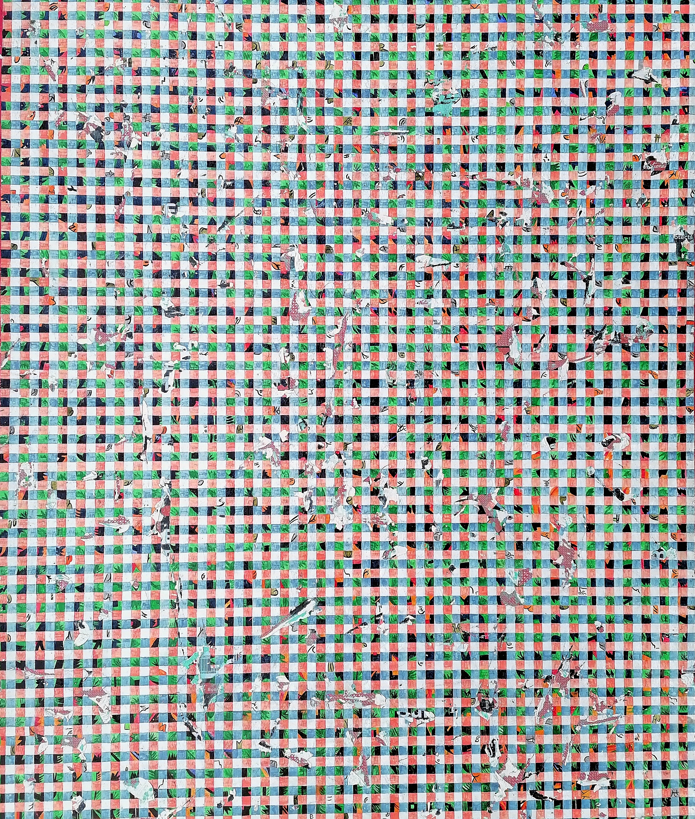Ghost Painting (Cracked Category): Bubble Film, Elastomeric paint and tinting medium on woven PVC fiber, 181 x 151 cm, 2022