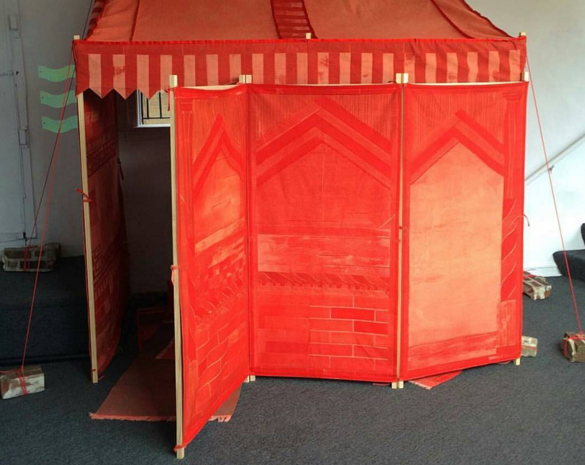 Tent install for Brick Myth by Sage Dawson
