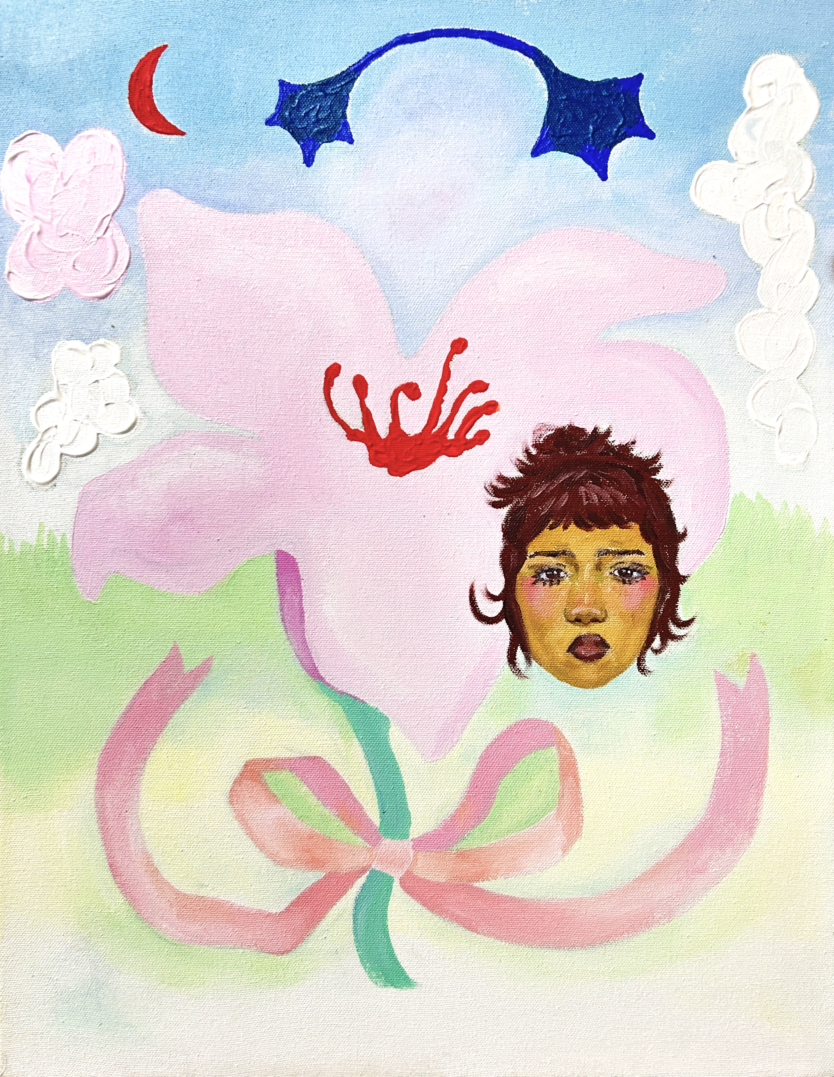 "i dreamt i was a girl and it was simple." acrylic and oil on canvas, 14"18", August 2023.