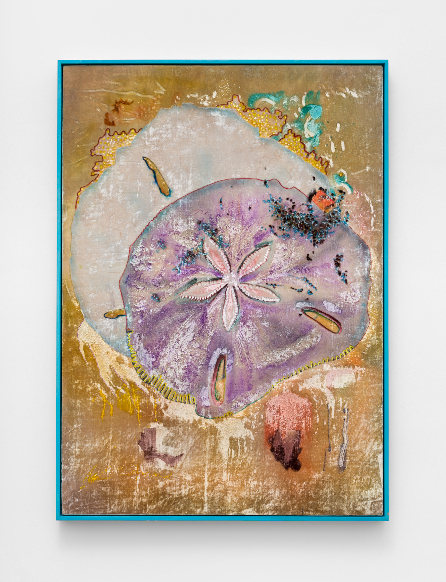 Travis Boyer Sandollars / Sunday, 2023 Dye on Silk Velvet Panel in Artists Frame 60 x 42 3/4 In 152.4 x 108.6 cm