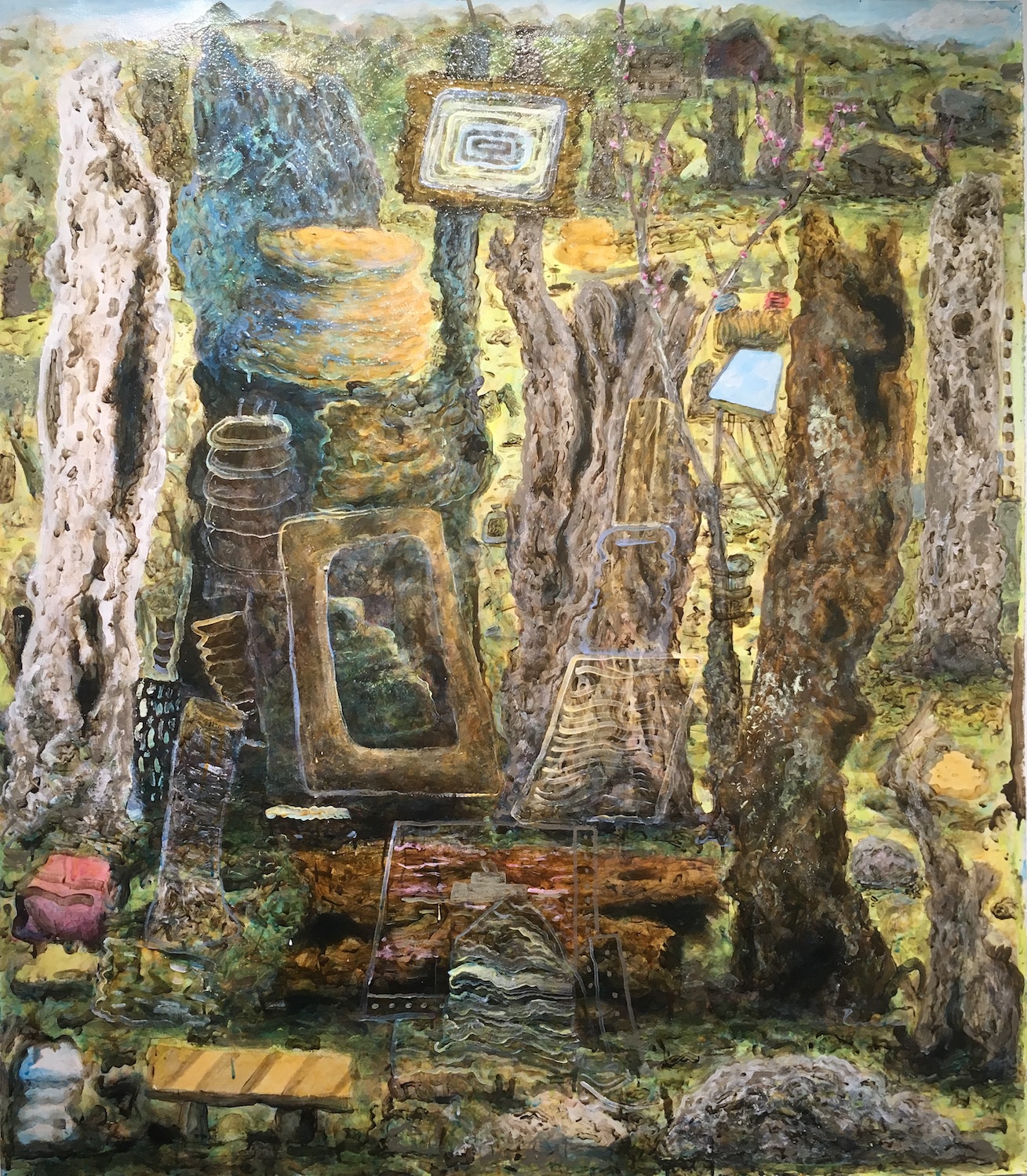 Spring Cleaning, 2019, Acrylic on Arches, 60.5 x  53 in. 