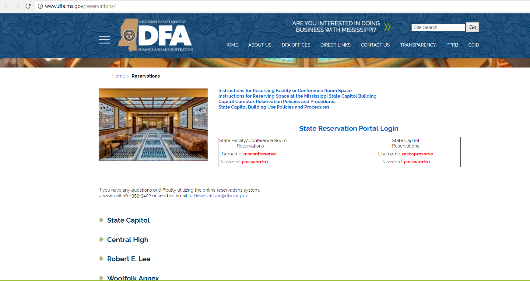 presenting the online portal for Capitol reservations