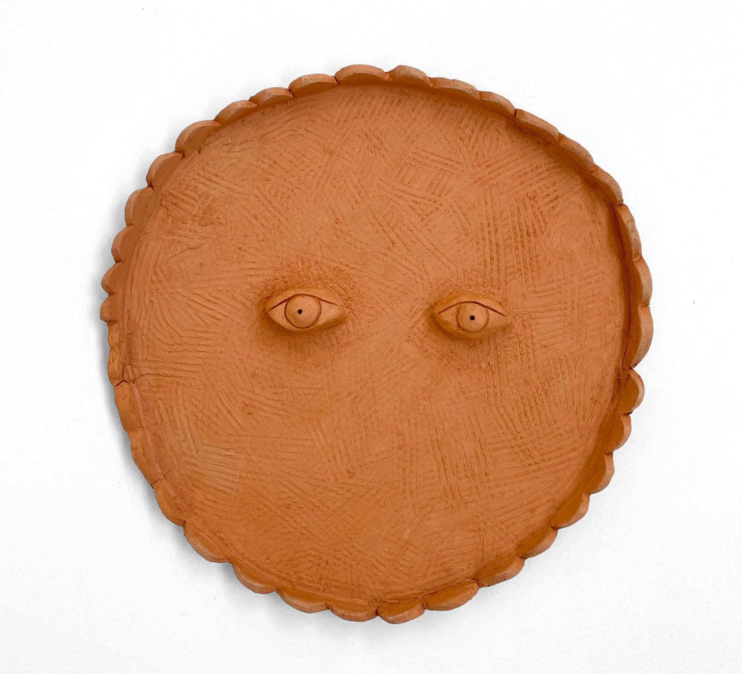 "Los ojos de Lucía", stoneware, 10" x 10", 2020