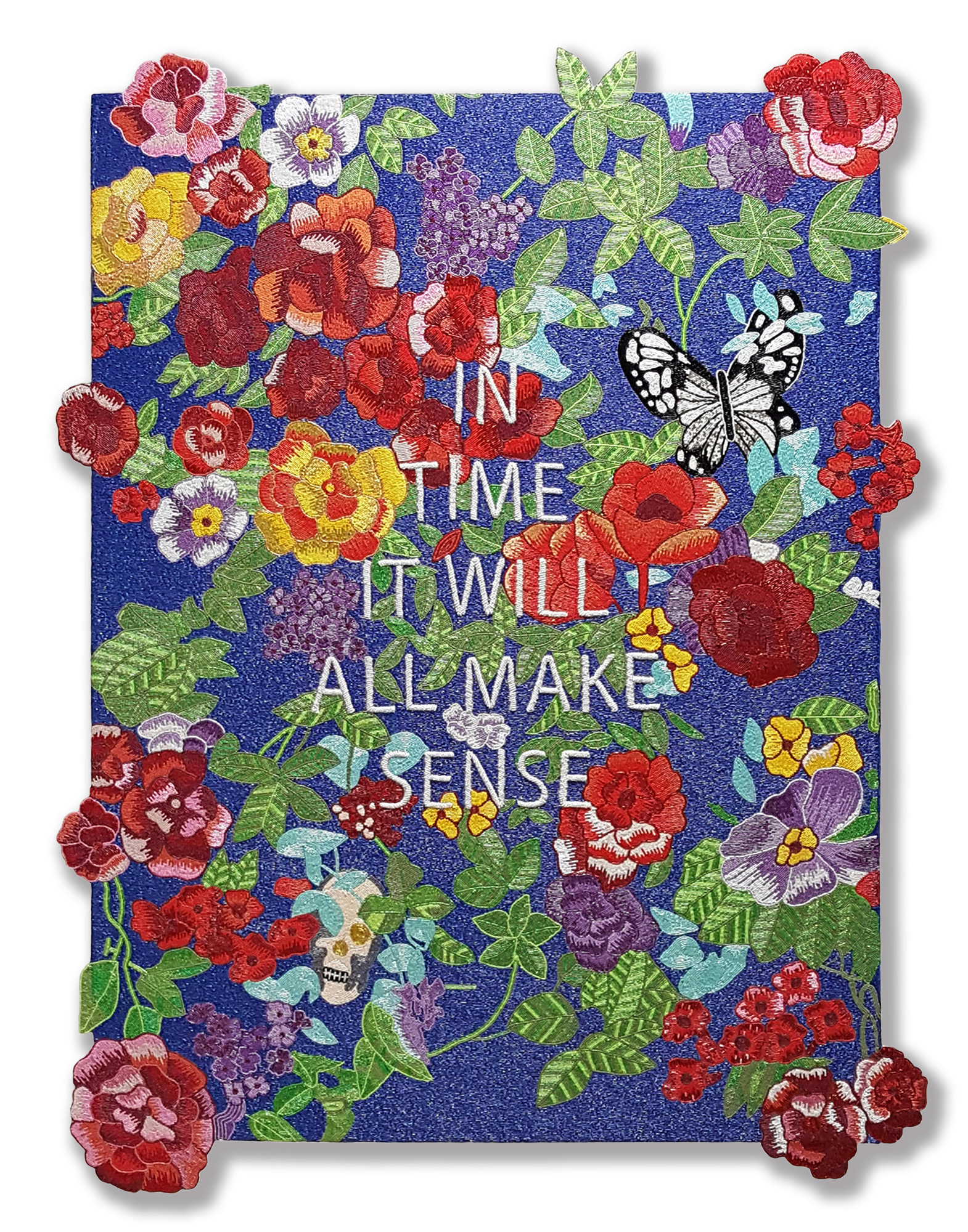 In Time it Will All Make Sense 2016 Sculpted canvas, beads 60 x 40 Inches
