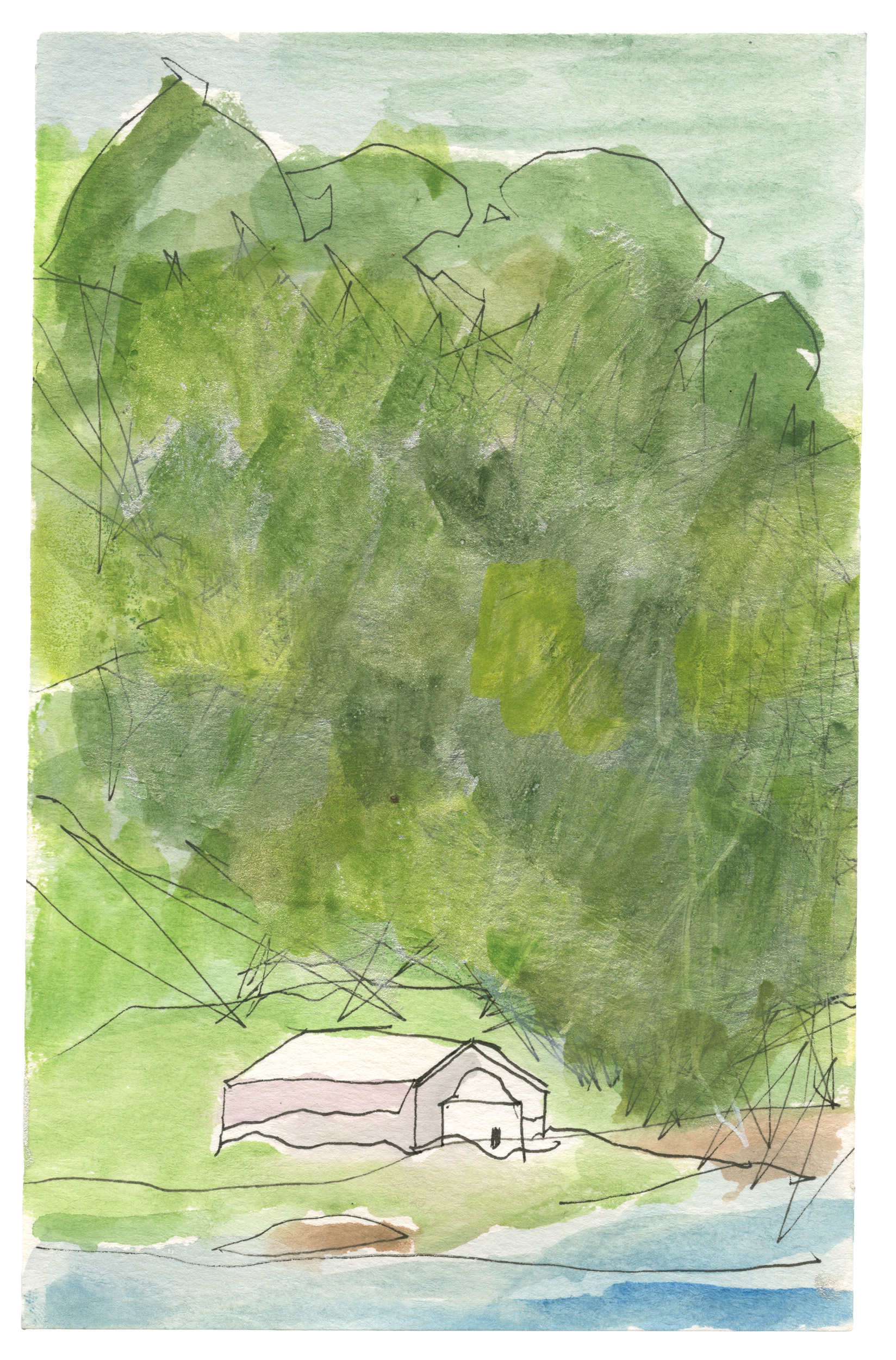 2407, watercolor and ink on paper, 8 1/2 x 5 1/2 inches