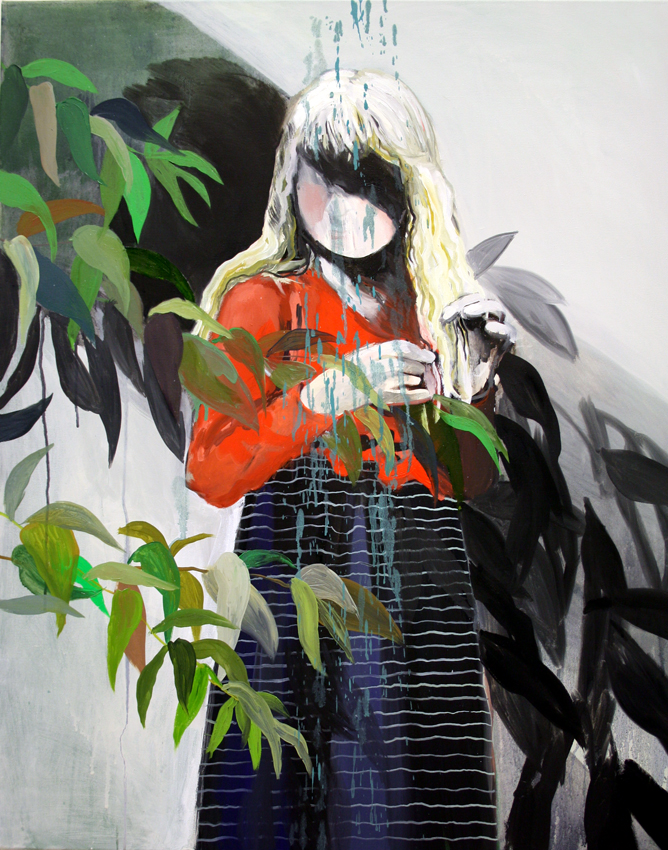 Green dripping, acrylic and oil on canvas, 100/80 cm