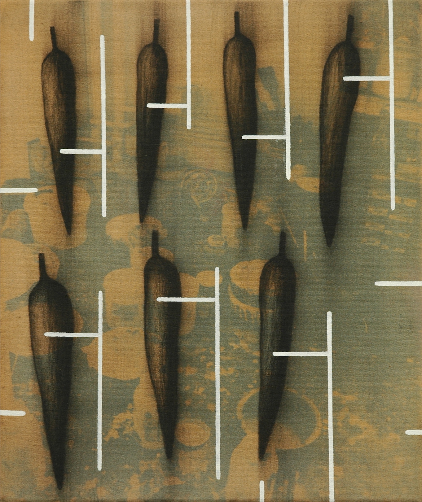 Untitled 1998, cyanotype and acrylic on canvas, 30 x 25 cm