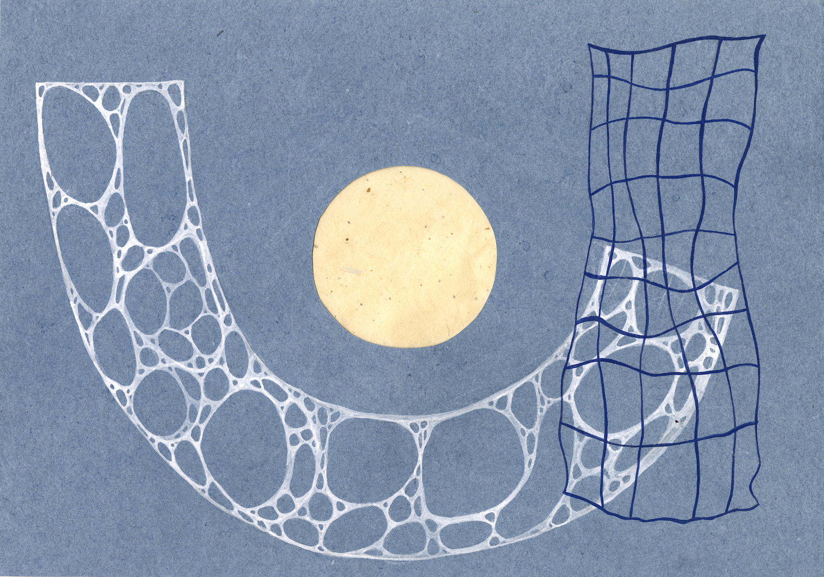 movement no. 2, handmade denim paper, kozo and gouache, 43 x 30 cm