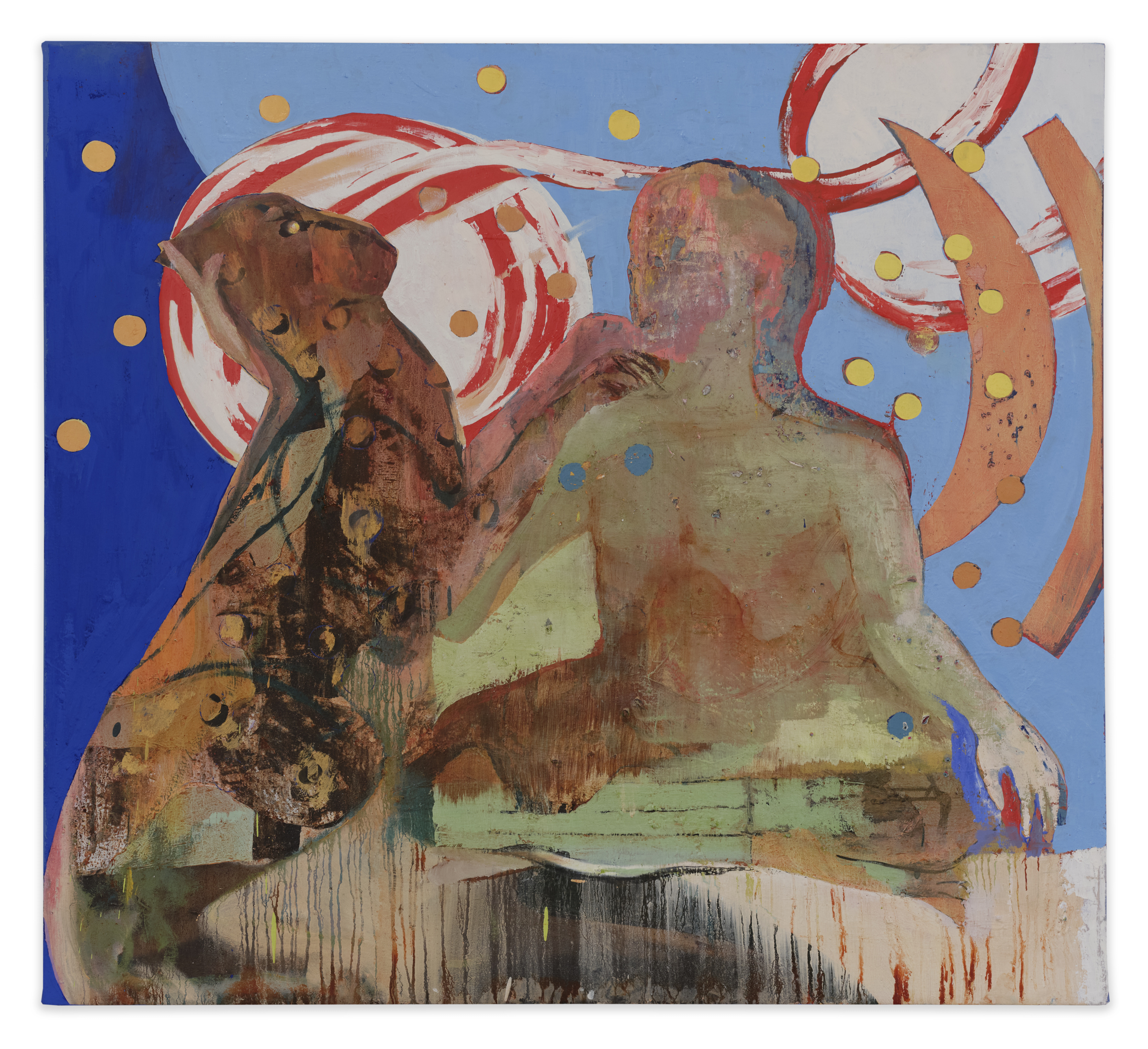 Ezra Cohen, Self-portrait with cat-Leeloo, 2024, oil on canvas, 44 x 39 3/4 in. © Ezra Cohen.