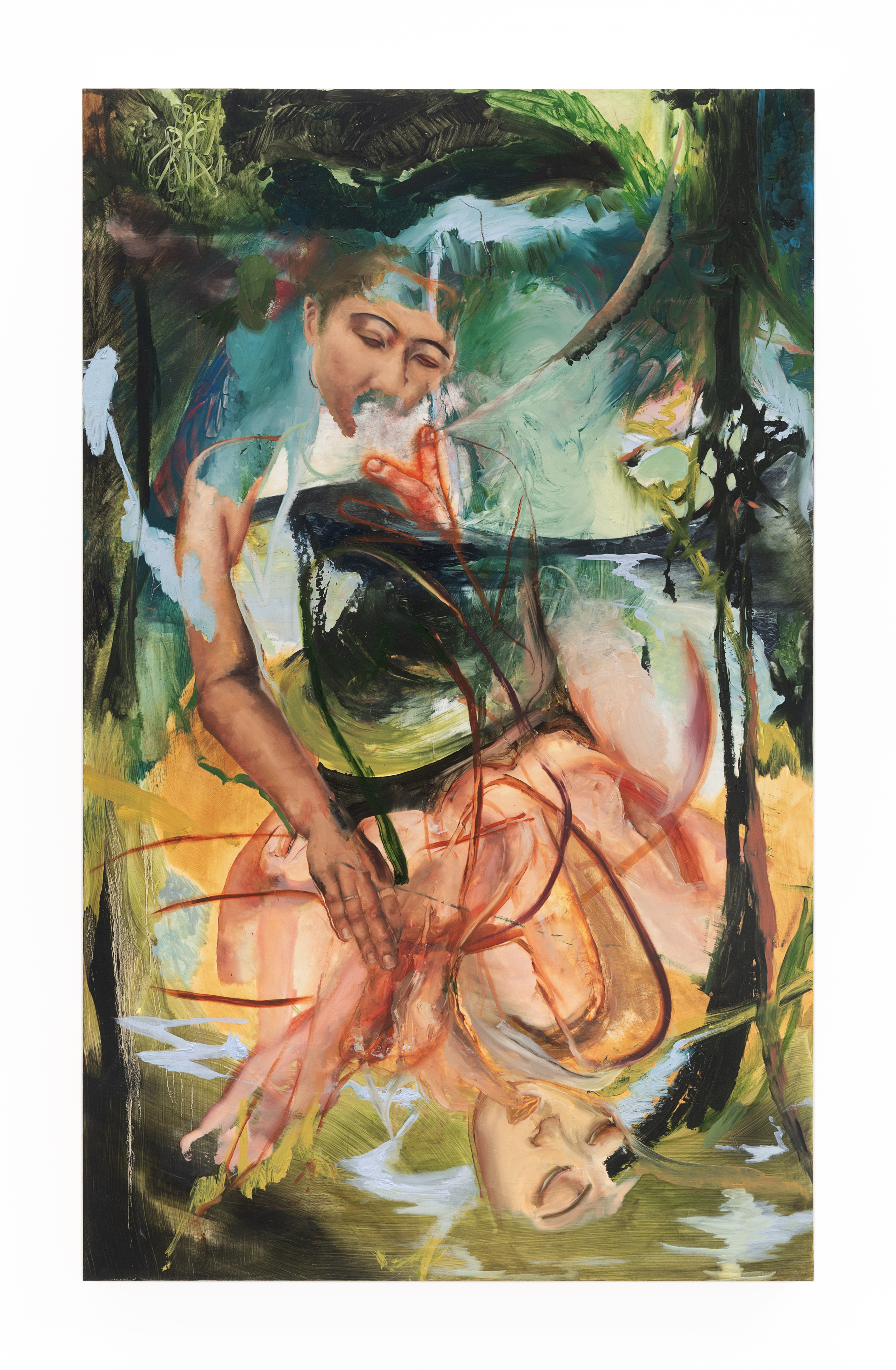 Omphalos I (they invented a flower like a star like a dream of a shepherd), 2025, oil on panel, 60 x 36 in.